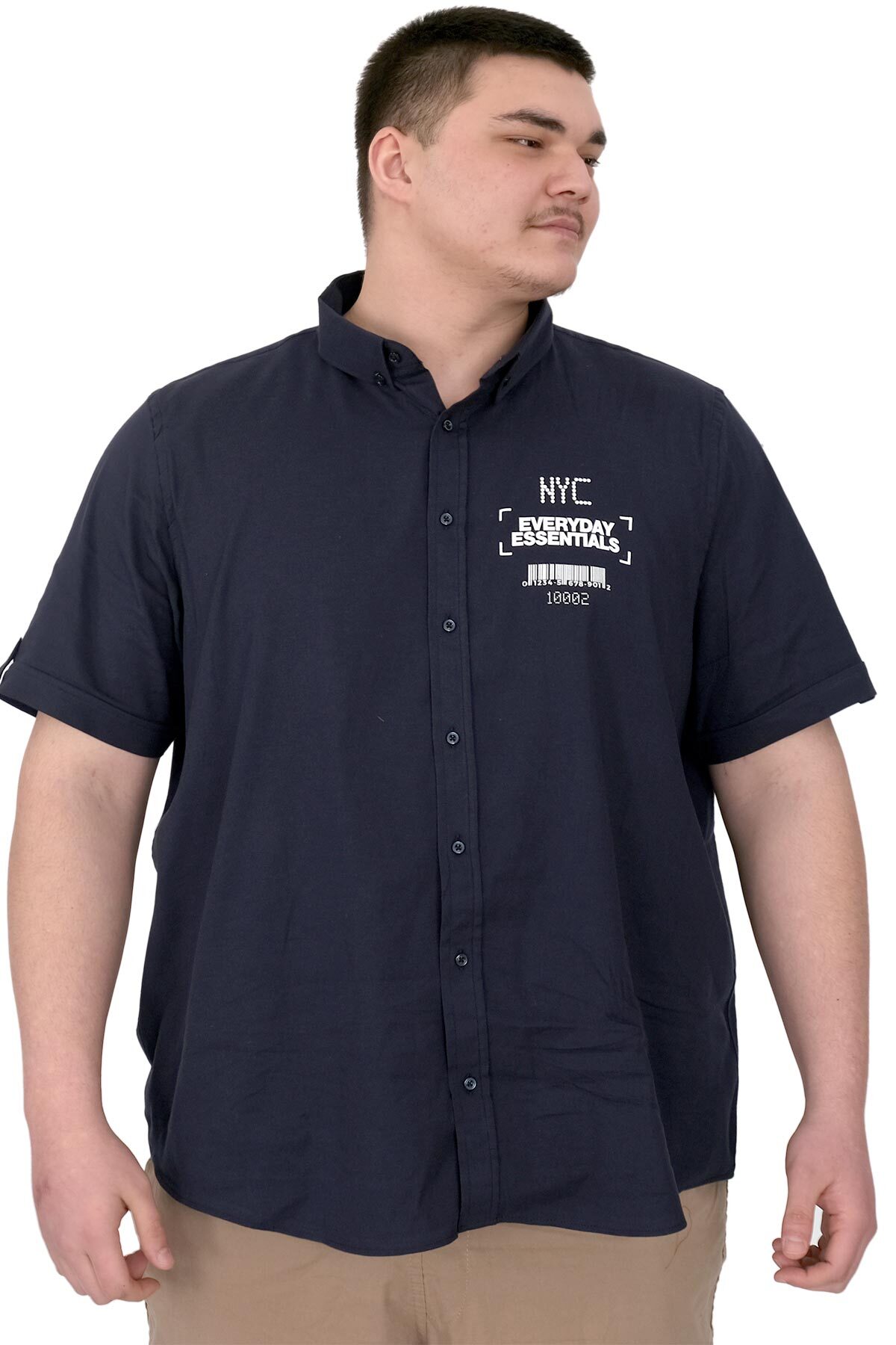 ModeXL Mode XL Büyük Beden Erkek Gabardin Gömlek Everyday Essentials U25602 Siyah görsel 2