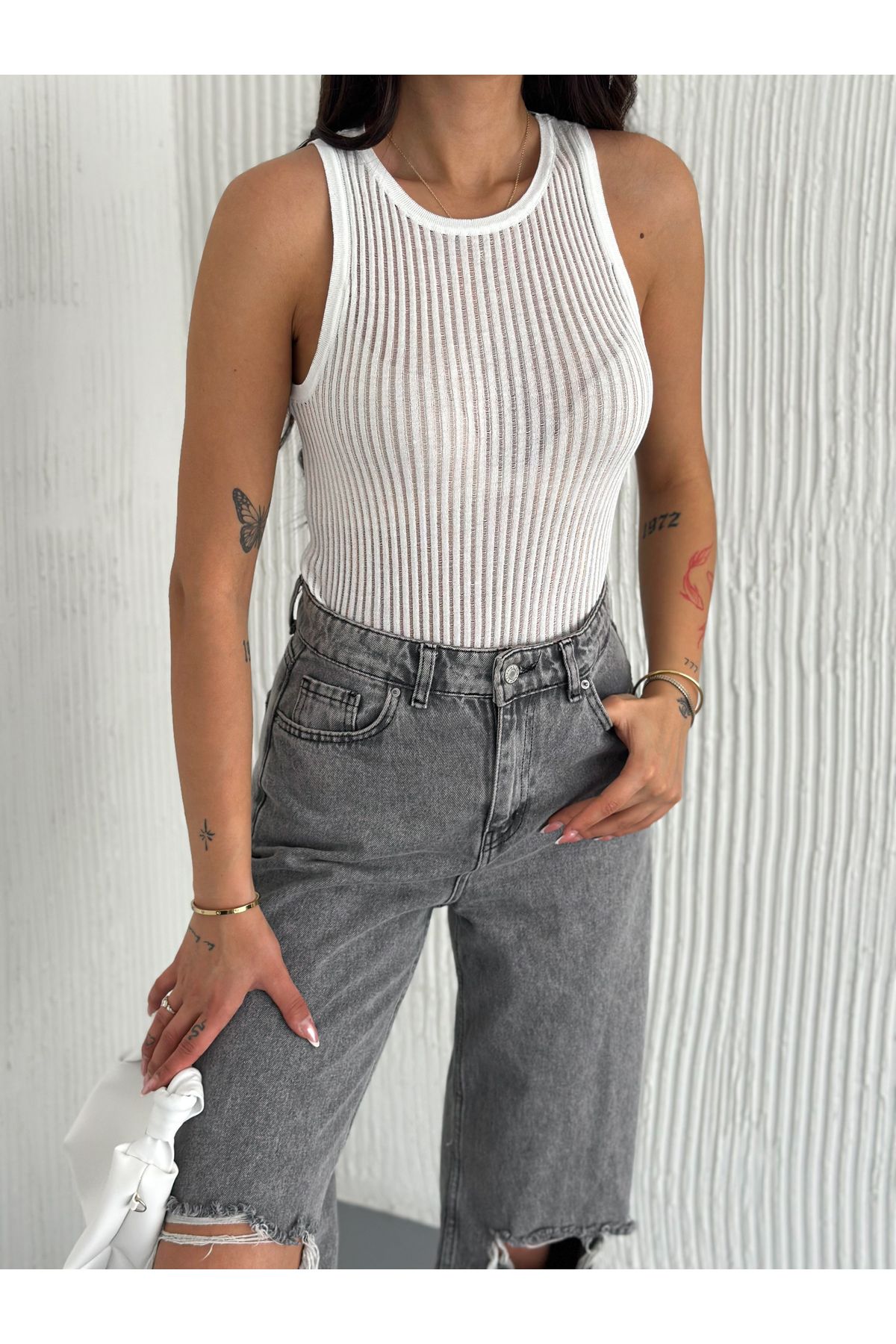 Fanori Woman SIFIR KOL TRANSPARAN TRİKO BLUZ