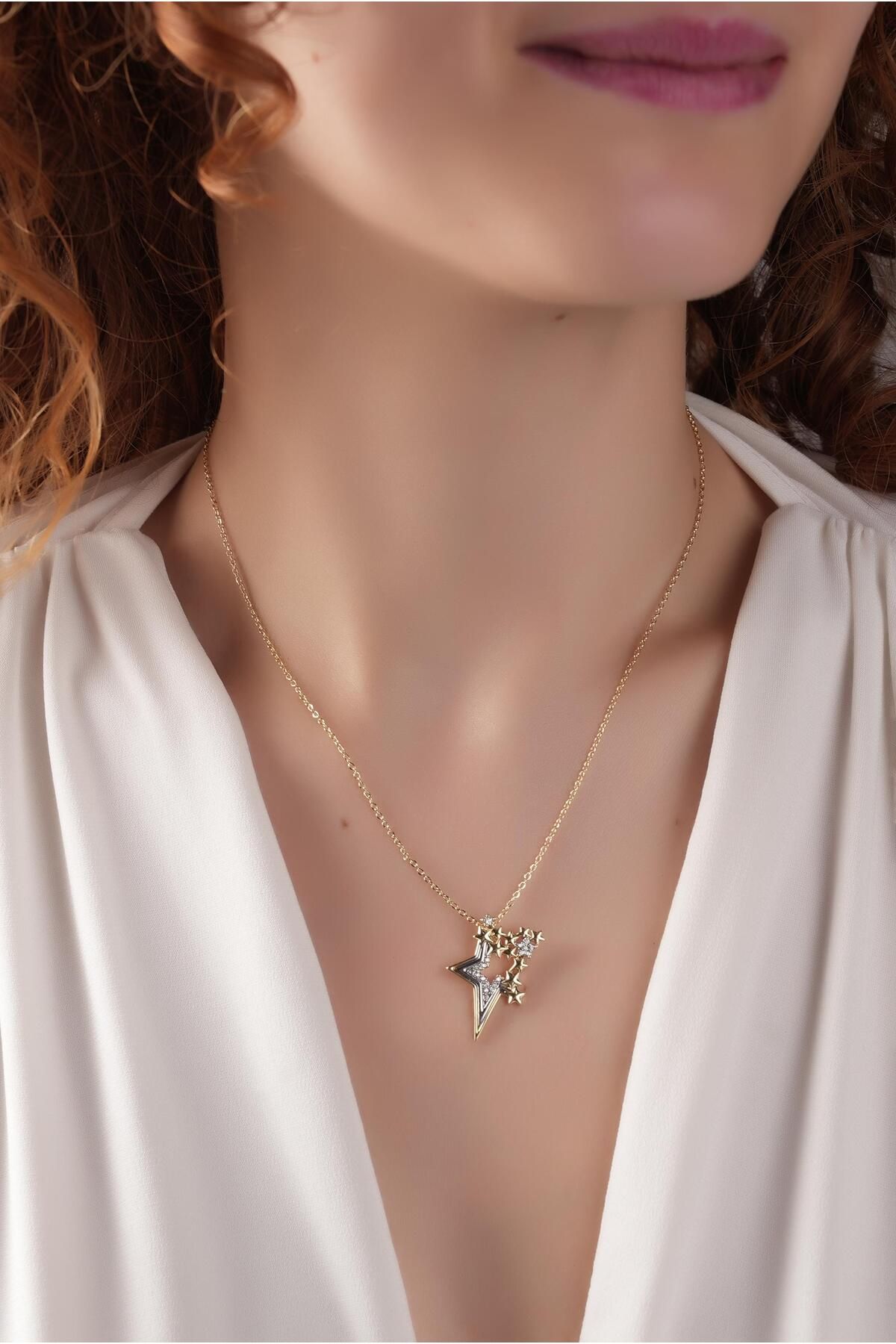 Çlk Accessories Çelik Taşlı Minik Yıldız Detaylı Kuzey Yıldız Kolye 50726