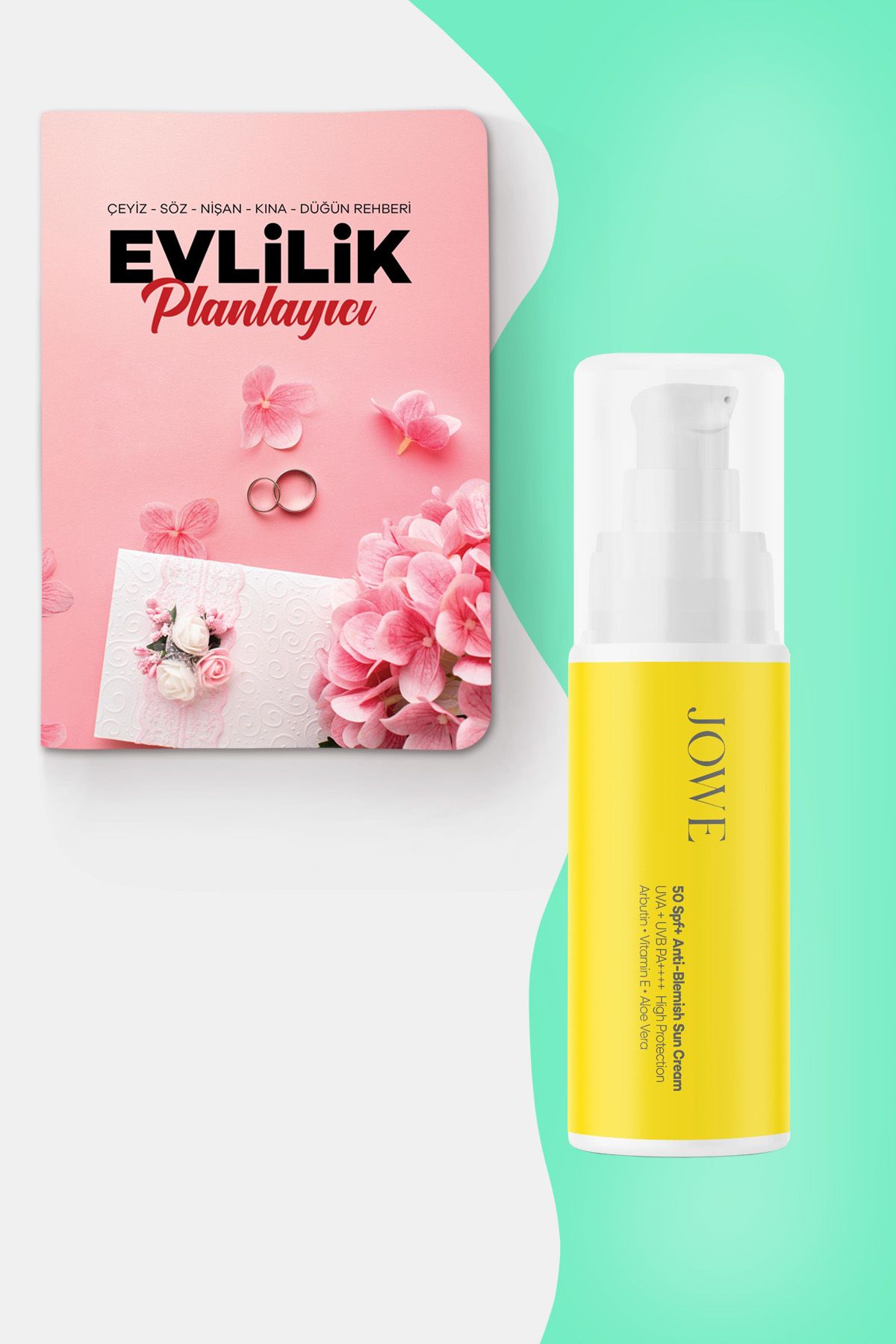 nesnel yayınlar Evlilik Planlayıcı Günlük ve Jowe Leke Karşıtı Yüksek Korumalı 50 SPF Güneş Kremi - 60 ml
