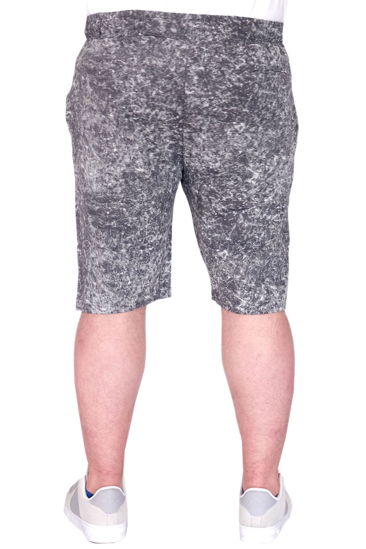 ModeXL-Mode XL Oversize Men's Shorts Etching Print 20037S Anthracite 3