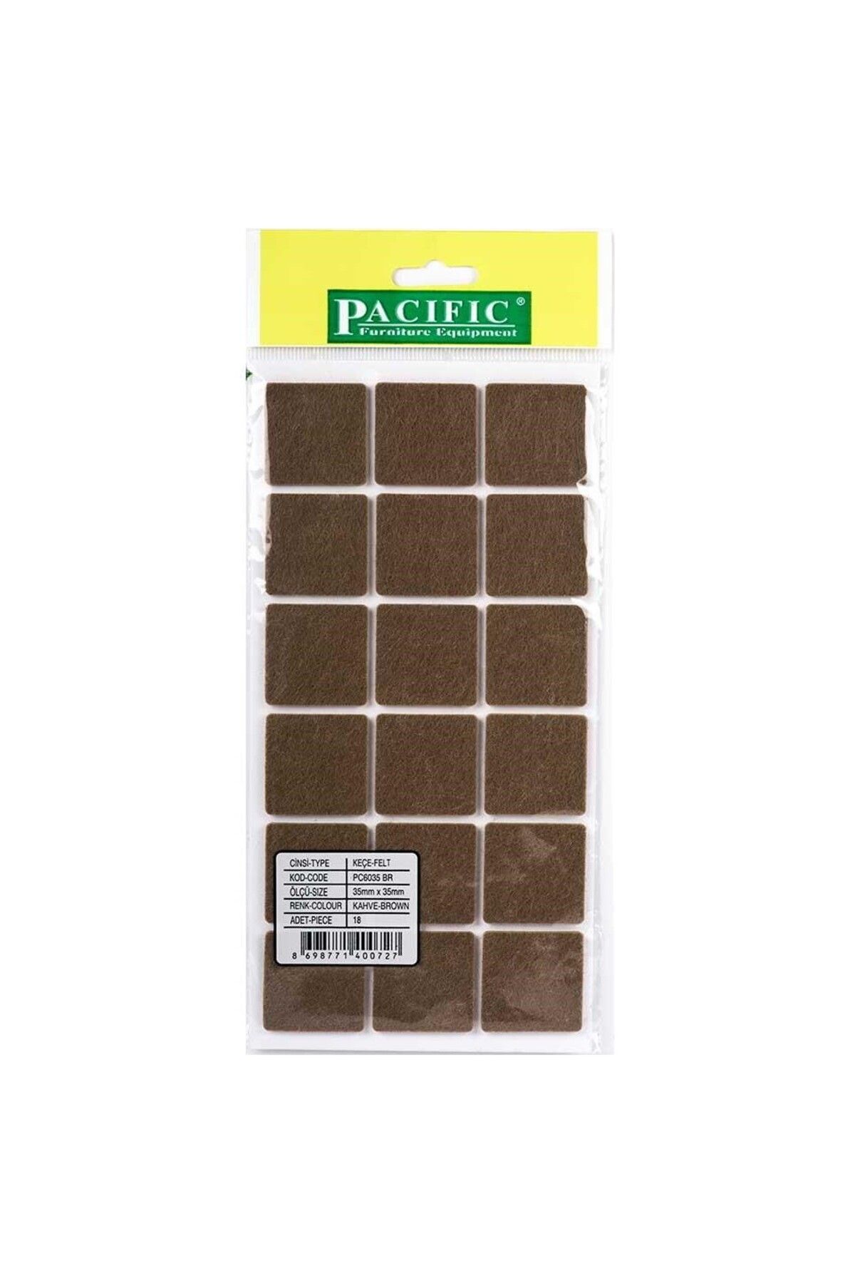 Sucuoğlu Kahverengi Yapışkanlı Keçe 35MM x 35MM(18 li)