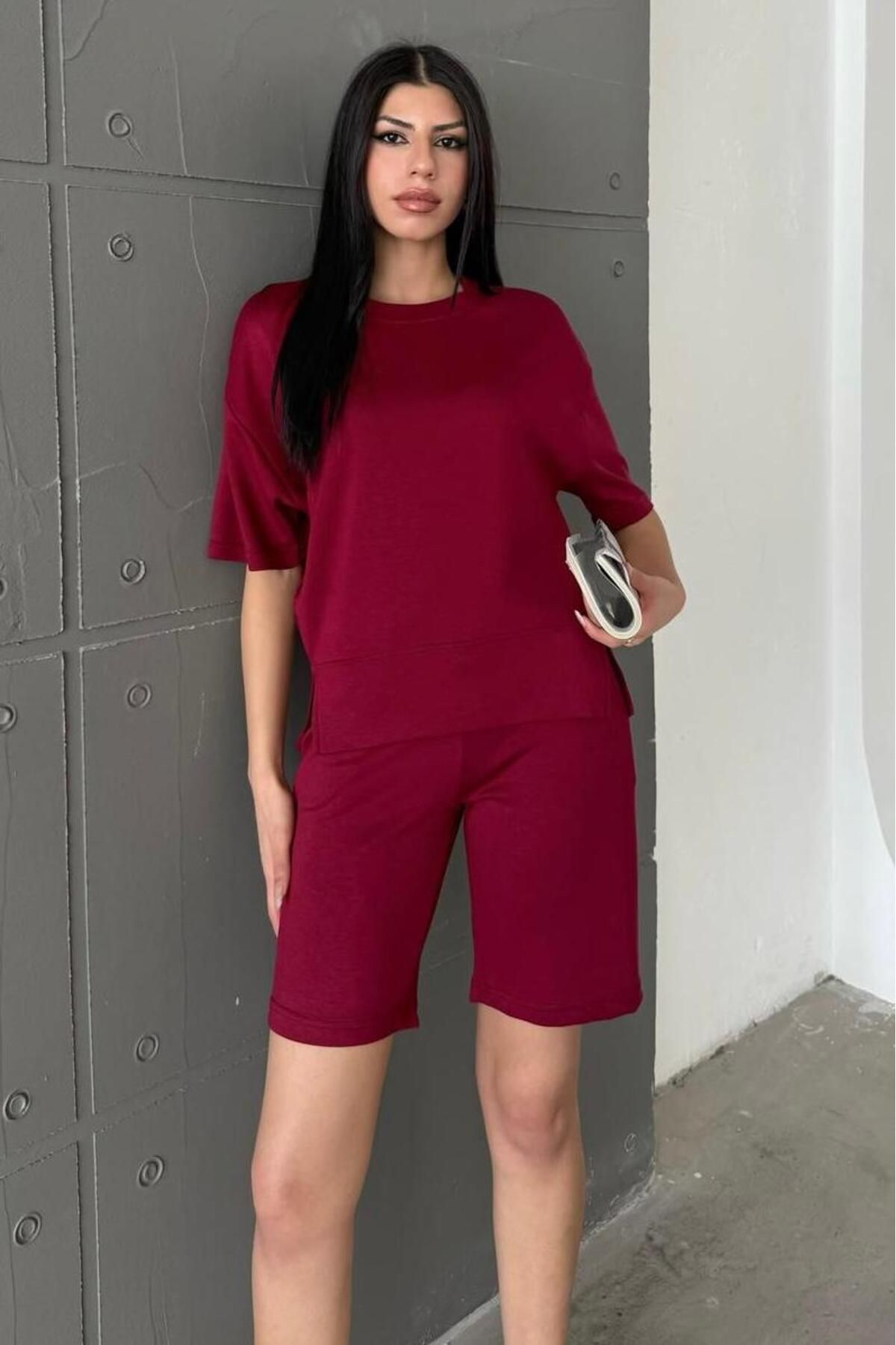 bb butik basic Premium Kalite Modal Şortlu Takım MD6288