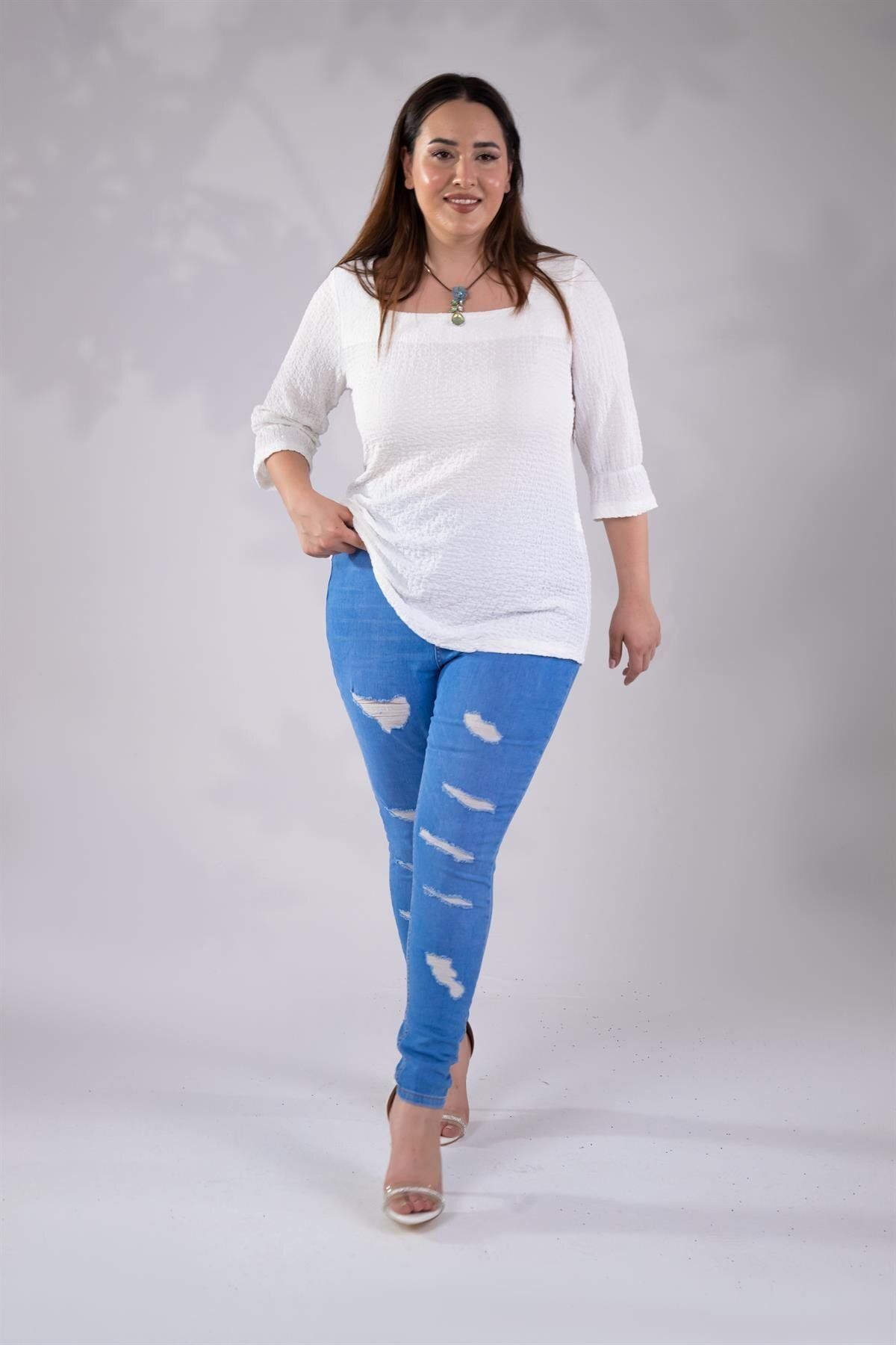 Roxxlen 1112048 BÜRÜMCÜKLÜ FERMUARLI BLUZ