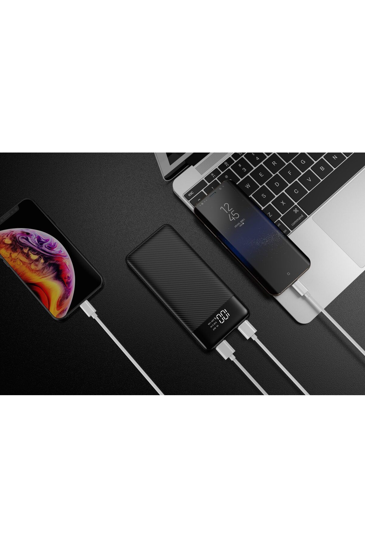 REDz Accessories-Baterie externă 10.000 mAh, Afișaj indicator, 2 porturi USB, USB-C, microUSB, Negru 8
