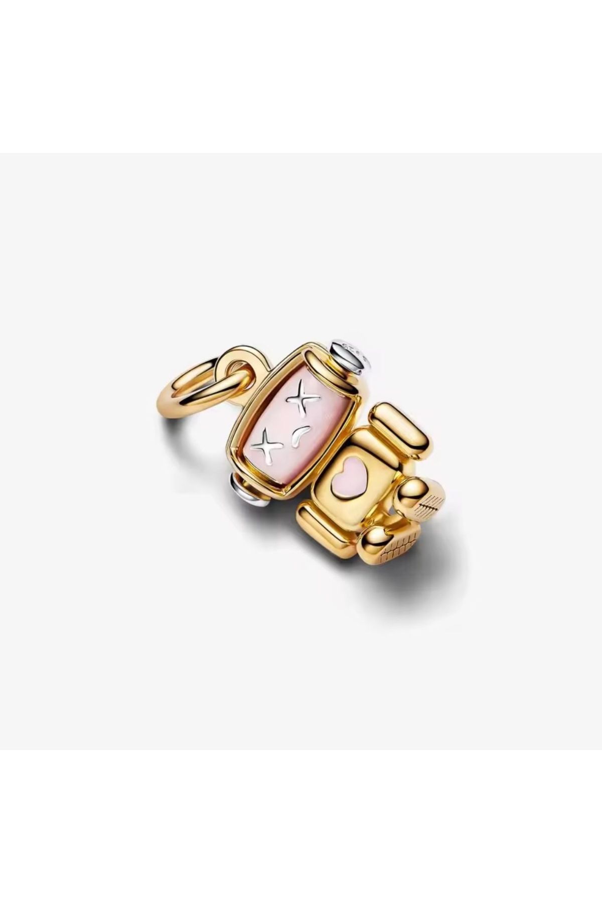 POSEİDONS JEWELLERY Poseidons Jewellery 925 Ayar Gold Renk Pembe Detay Robot Charm