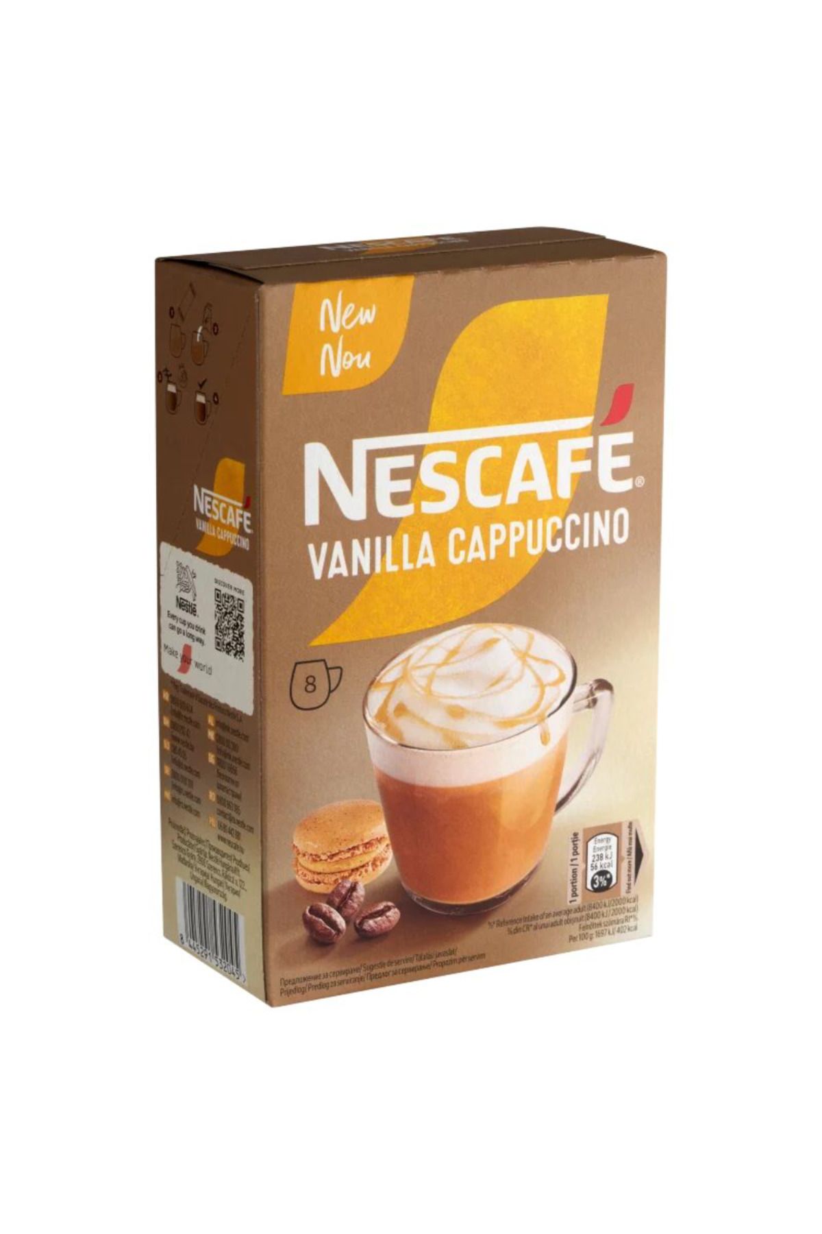 Nescafe Capuccino Vanilla, 8 Plicuri, 112g - One Size