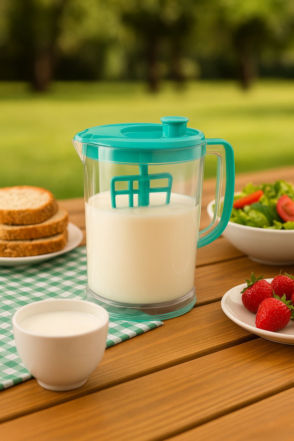 ELEGANT LIFE Ayranmatik Karıştırıcılı Sürahi – Manuel Karıştırma Mekanizmalı, Pratik Ayran Yapıcı Sürahi 1 Litre