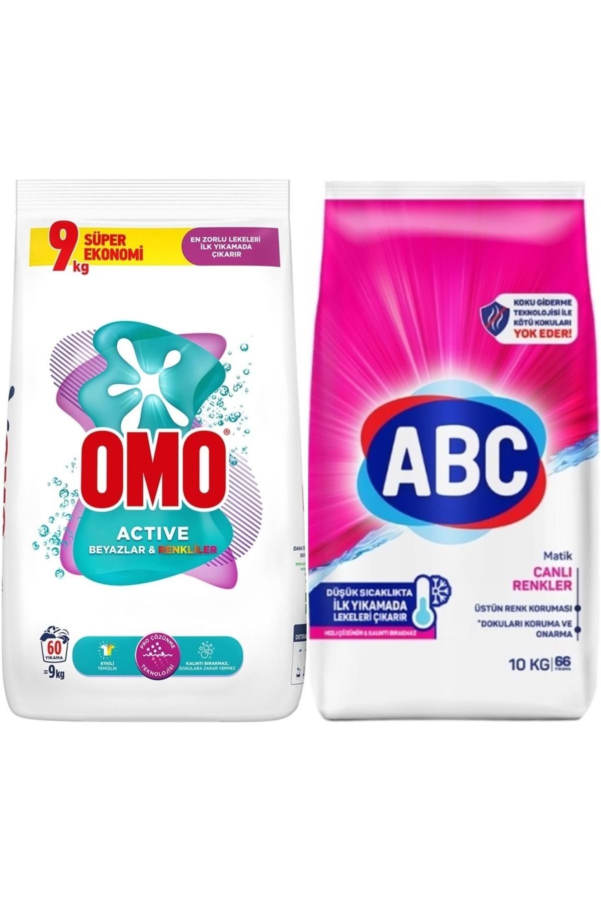 Omo Matik Toz Çamaşır Deterjanı 9kg Beyazlar Ve Renkliler (60 YIKAMA) 10kg Canlı Renkler