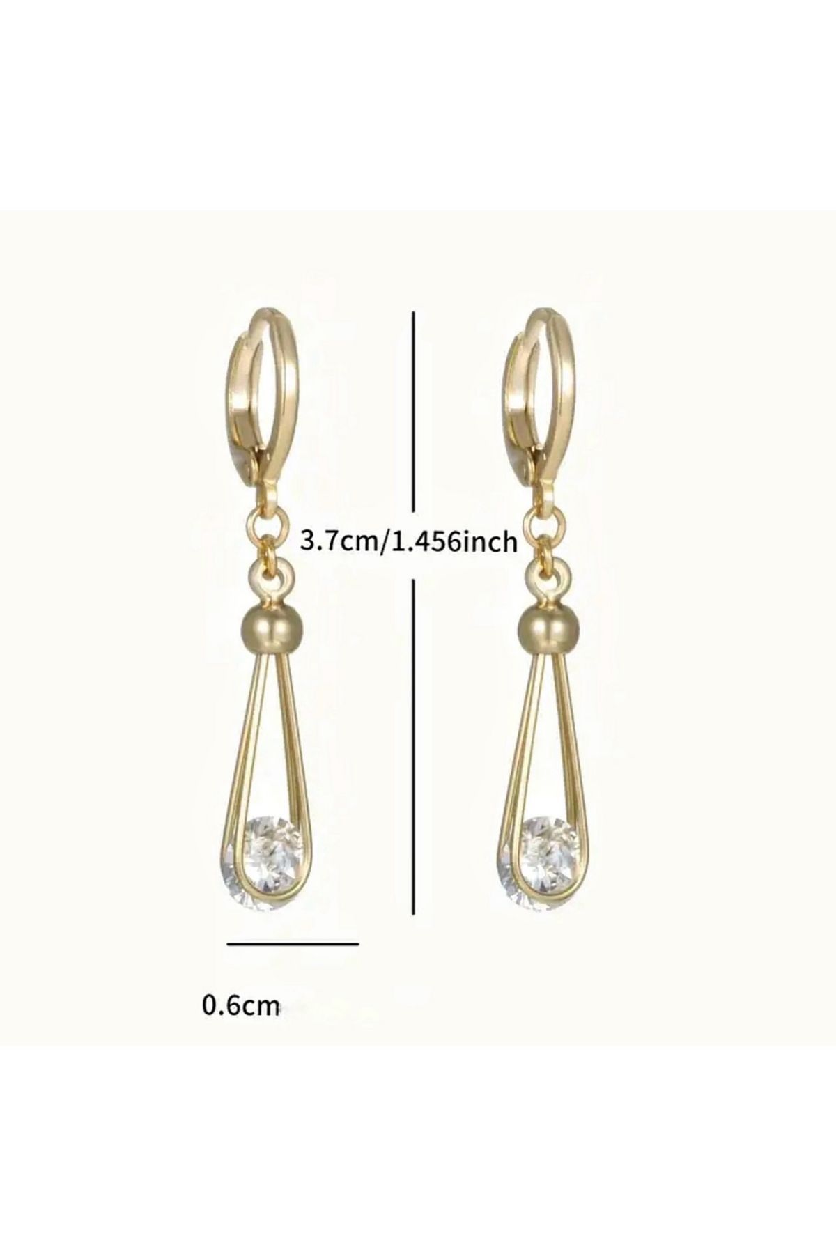 XUPING JEWELRY Vip Seri Zirkon Tek Taşlı 14K Gold Sallantılı Küpe