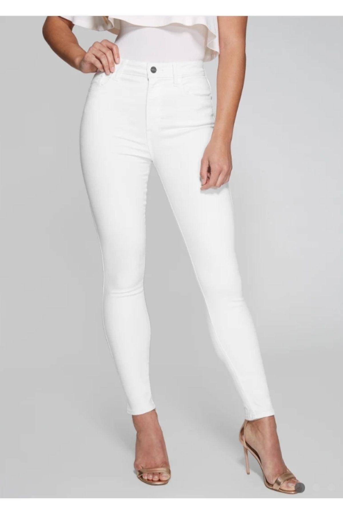 WODDİ Duryn Assento Beyaz Skinny Jeans Yüksel Bel Dar Paça Skinny Likralı Kot Pantalon Yeni-5