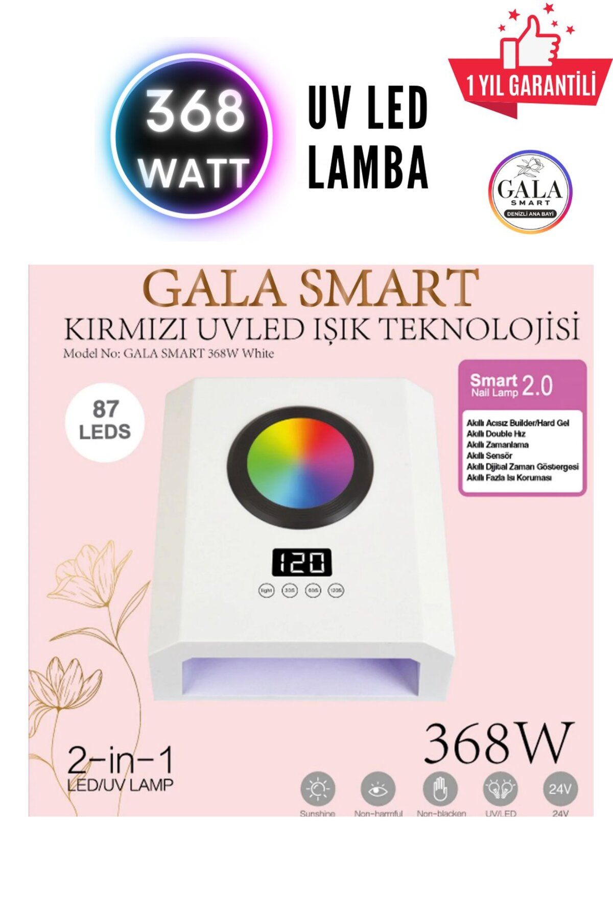 gala smart Protez Tırnak Kalıcı Oje Uv Led Lamba 368 Watt