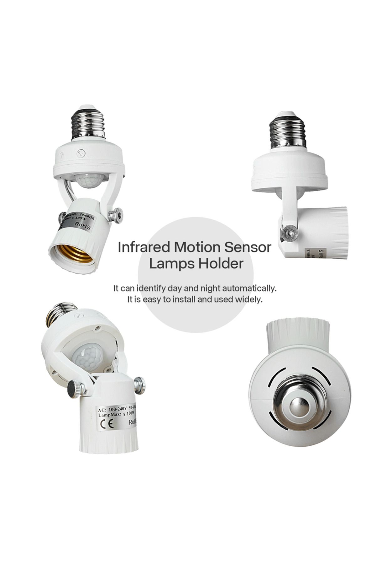 Choice-e27 E27 E26 PIR Motion Sensor lamps holder 110-240V Detector Base Light Switch With Light Control S 4
