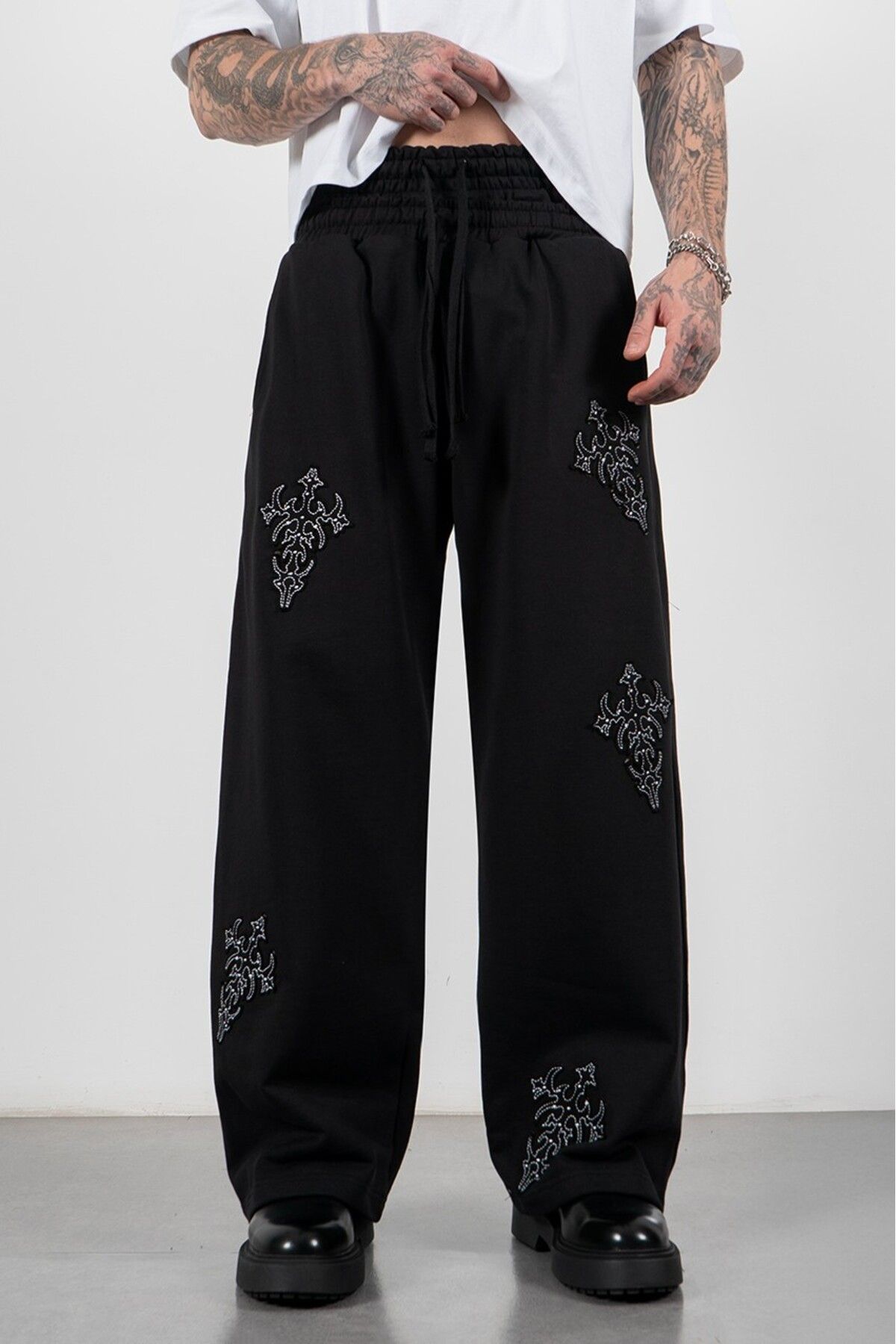 Super Rare Night Waves Baggy Siyah Eşofman Altı