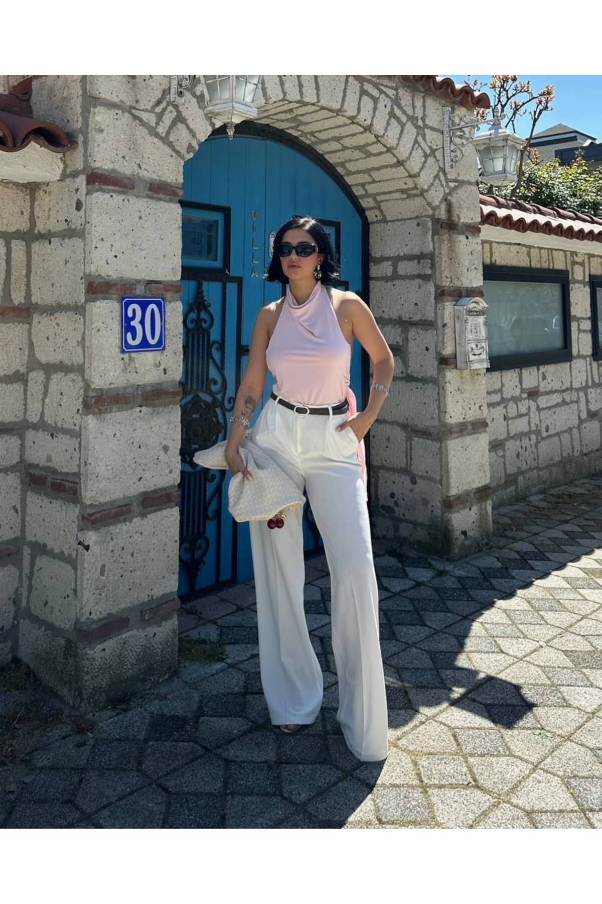 MY LİKA SCUBA CREP PALAZZO BELİ KEMERLİ PANTALON