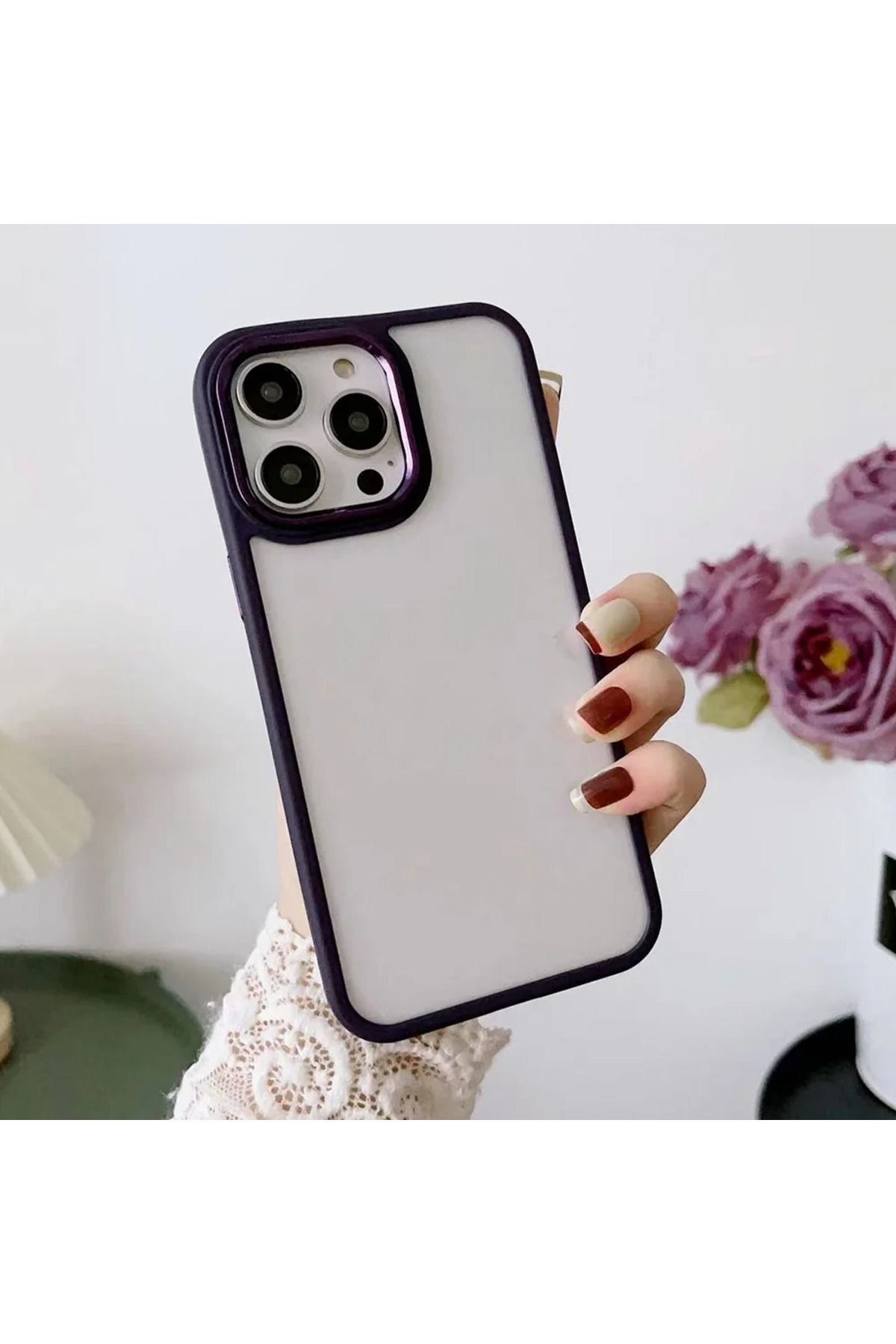 ERMER Vivo V23 Pro 5G İçin Parlak Şefaf Renkli Kenarlıklı Şık Görünümlü Telefon Kılıfı Kapak