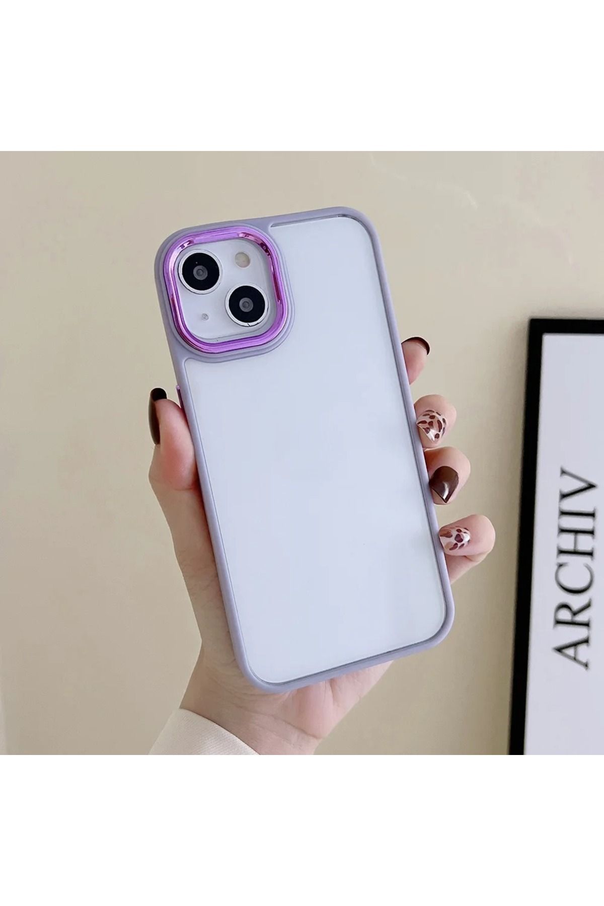 ERMER Iphone 12 Pro İçin Parlak Şefaf Renkli Kenarlıklı Şık Görünümlü Telefon Kılıfı Kapak