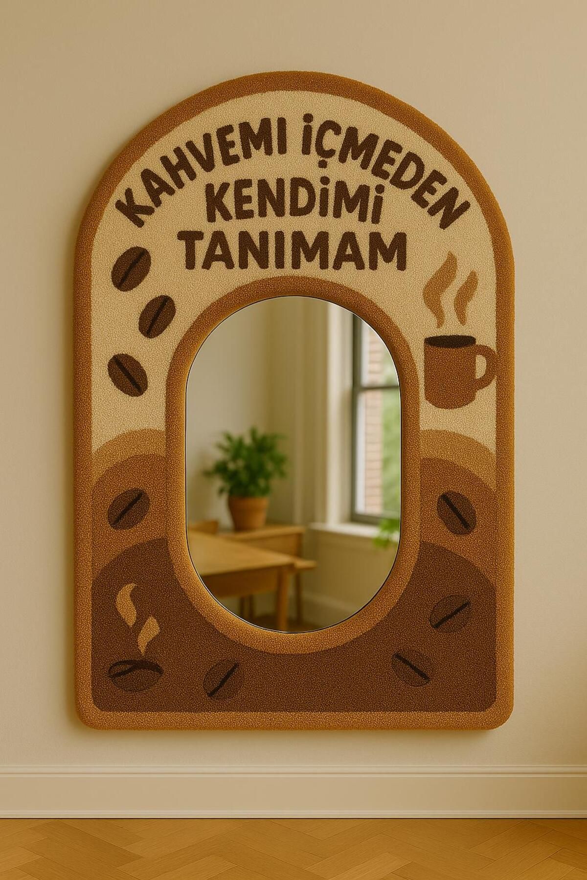 Afro Dekorasyon Tufting Ayna , Tasarım Ayna , Hediyelik Dekor Ayna ,Bohem Retro Ayna