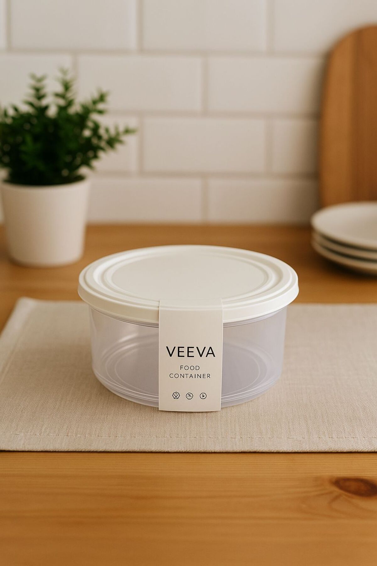 Veeva 3'lü yuvarlak saklama kabı
