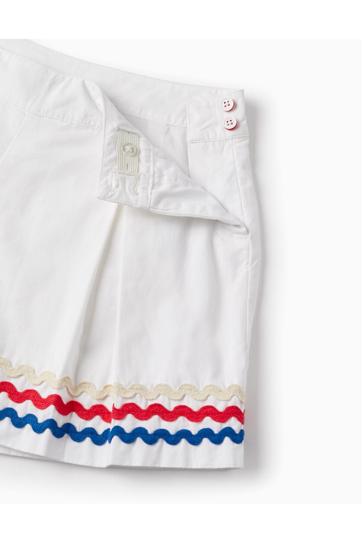 Ziddy-Cotton Shorts with Wavy Stripes for Girls 'You&Me', White 3