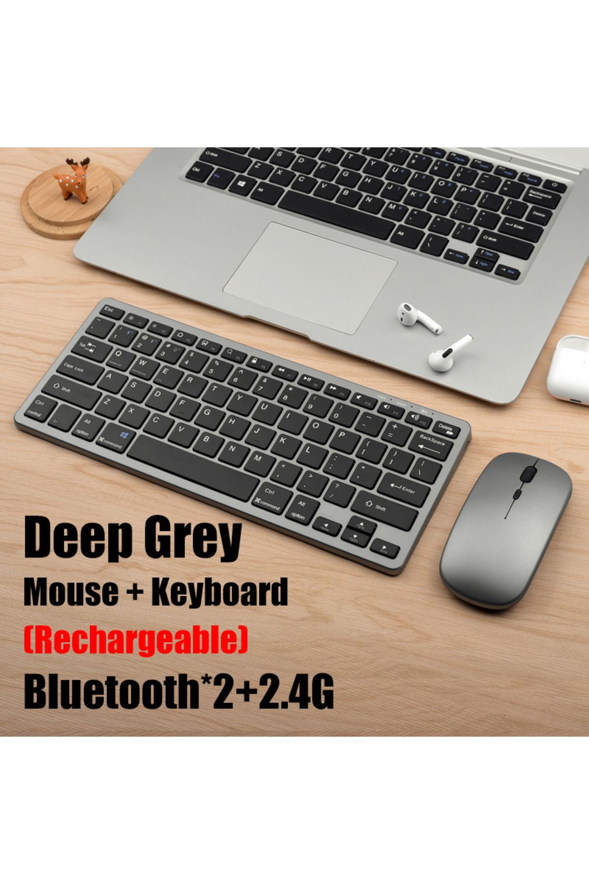 GOOJODOQ-Km02 Set Grey Wireless Keyboard Bluetooth 5.0&2.4g Mini Multimedia Teclado Bluetooth For Laptop Pc T 1