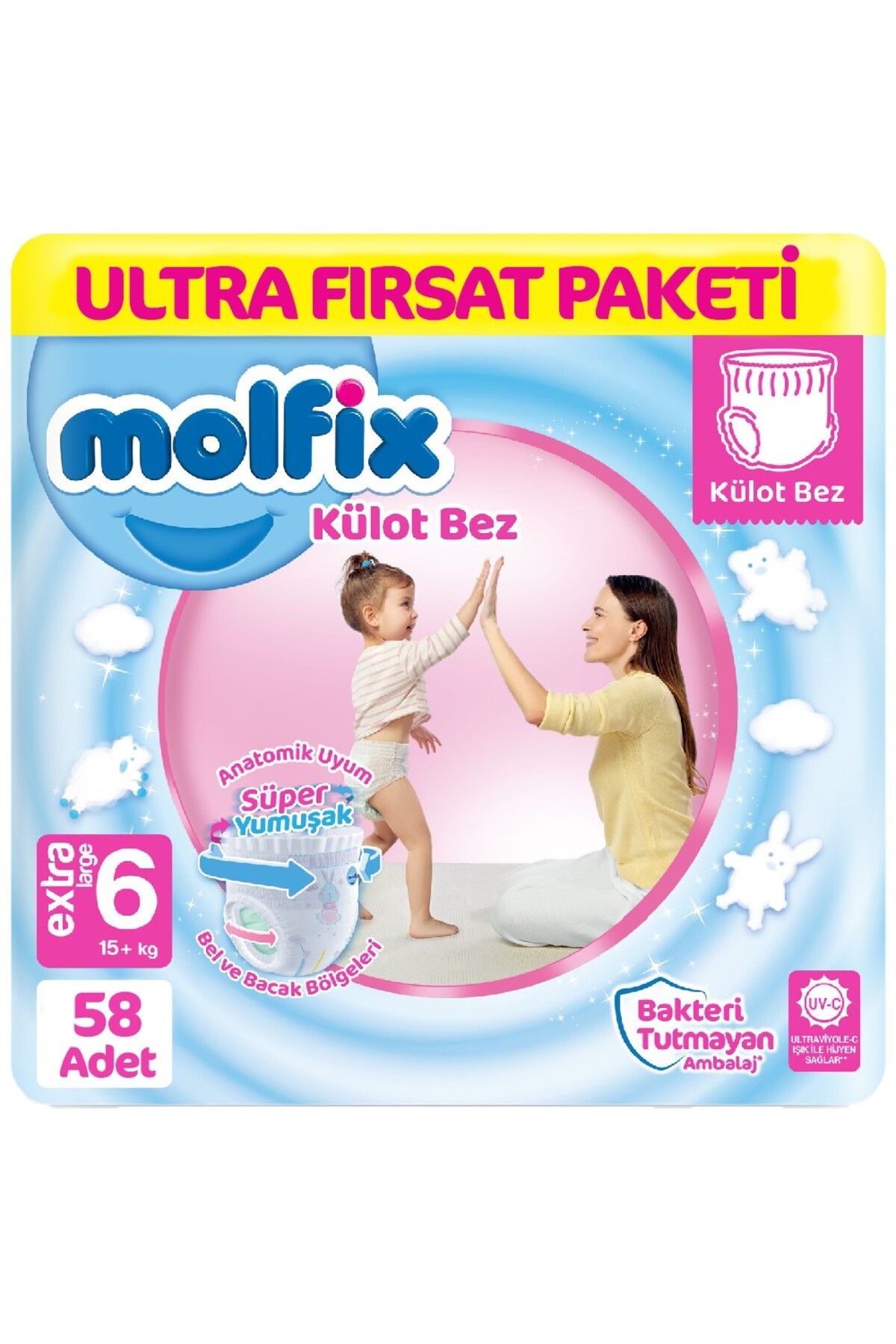 Skygo Molfix Külot Bez Ultra Fırsat Paketi 6 Beden 15+ Kg 58 Adet