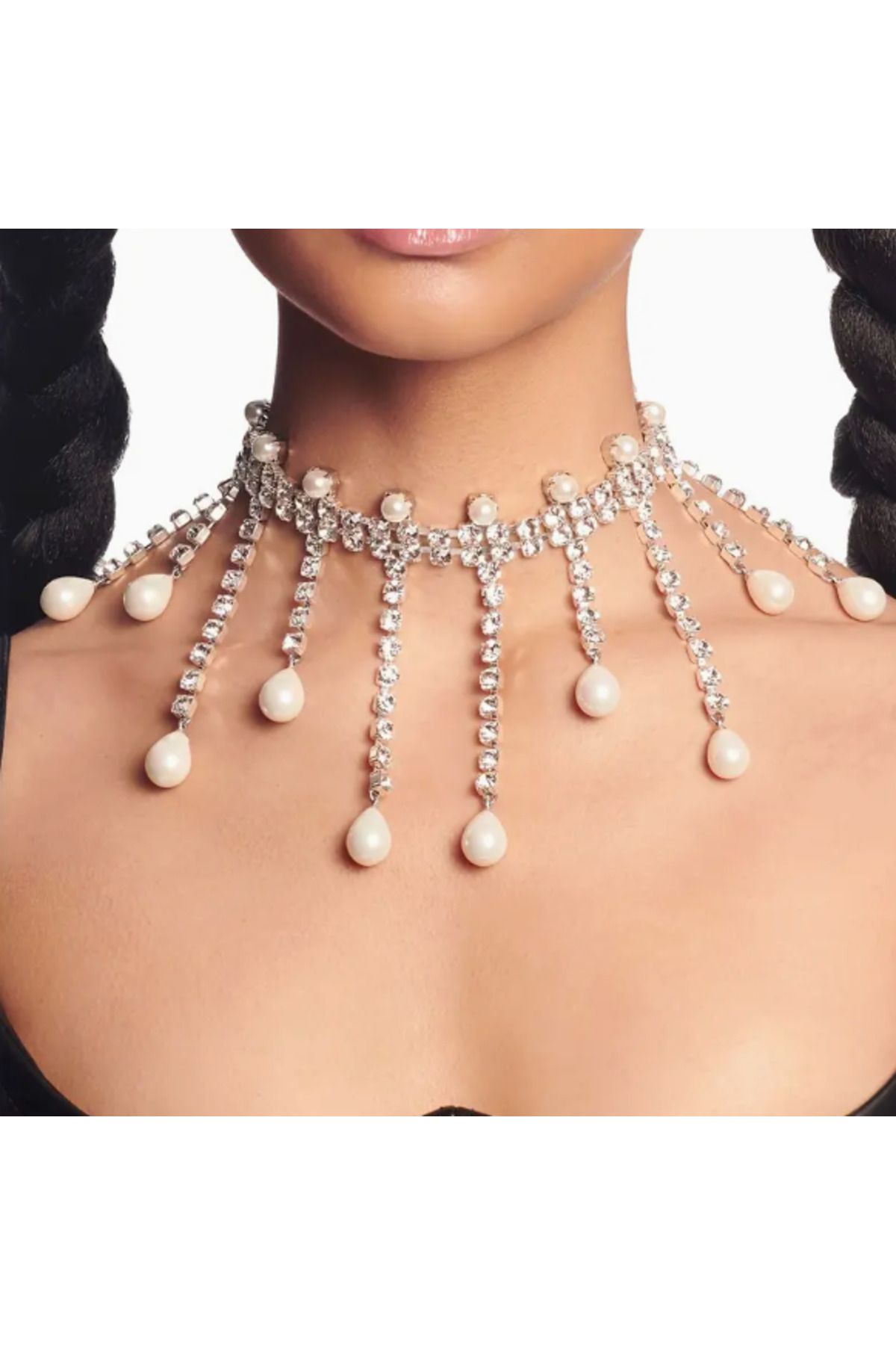 SE Jewellery Collection Selin Ersoy İnci Ve Su Yolu Süslemeli Şık Zarif Gösterişli Kadın Choker Kolye Davet Düğün Kolyesi