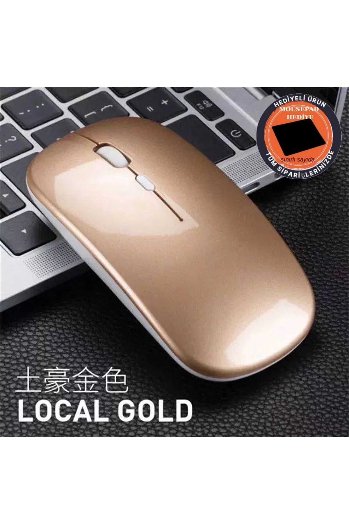 Osqar Rose Gold Kablosuz Fare Wireless Mouse 4 Tuşlu Renk Sessiz Tıklama Şarj Edilebilir Mouse