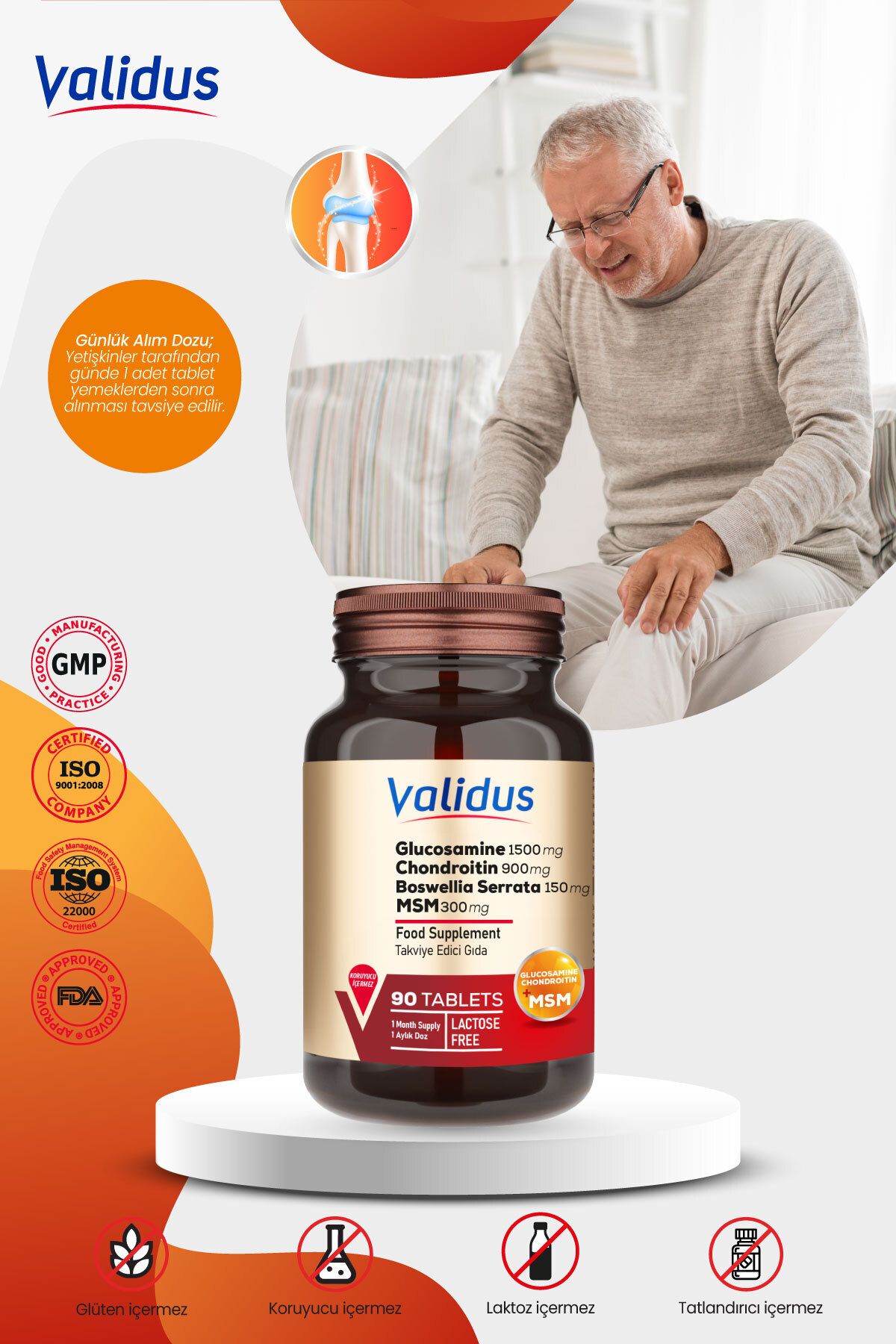 Validus-Joint Support Set - Glucosamine - Silicium - Magnesium - D3 K2 - Calcium 3