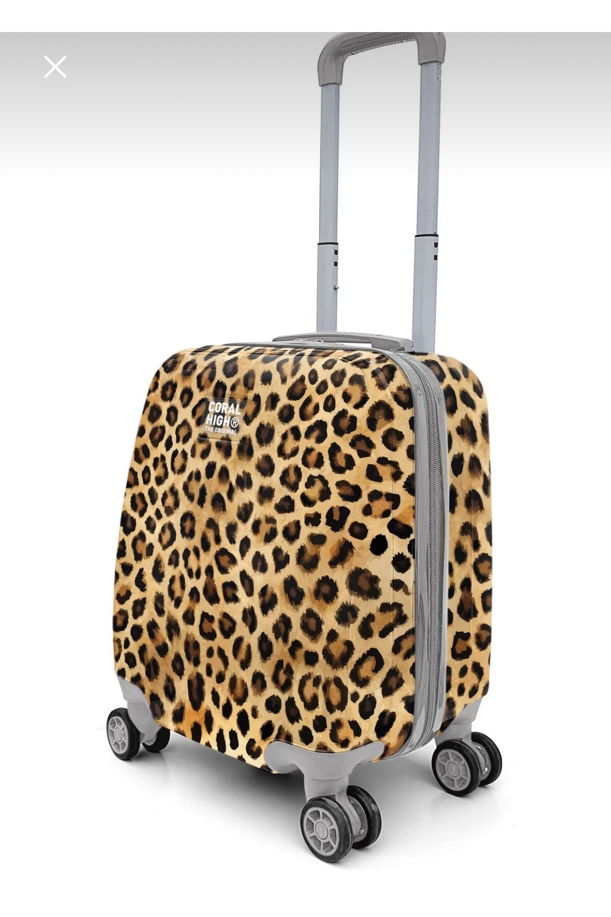 LUX LAZER ÇANTA Leopar Desenli Mini Kabin Boy Valiz