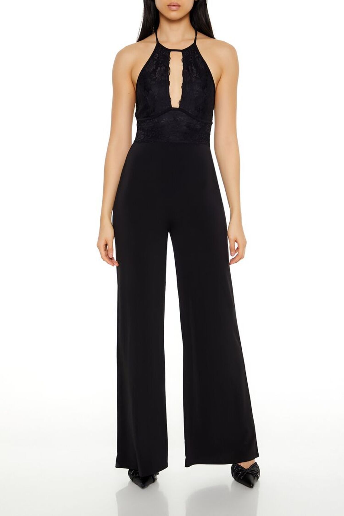 Forever 21 Dantel Halter Yaka Wide-Leg Tulum