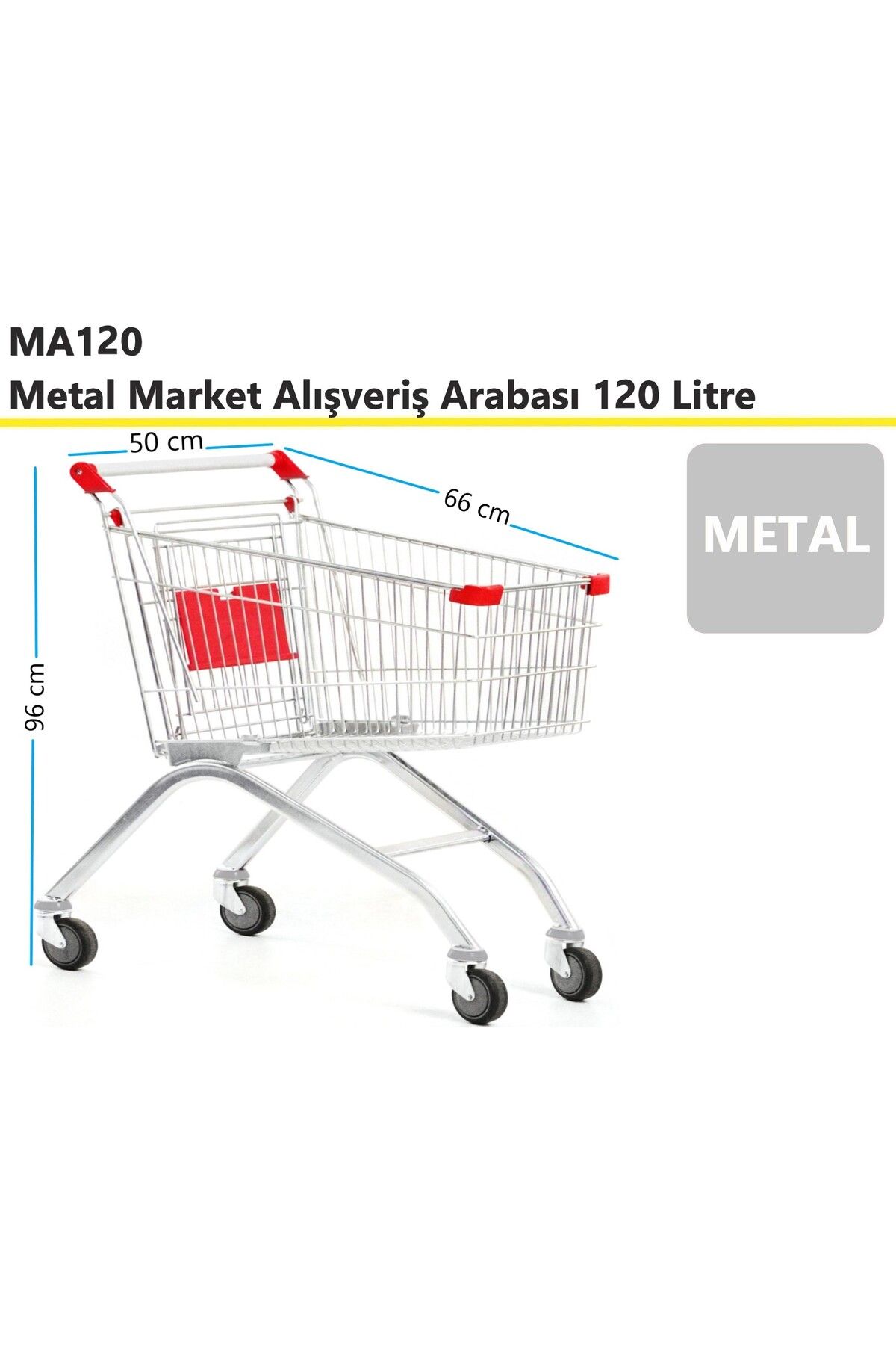 akdenizpos MA120 Metal Market Alışveriş Arabası 120 Litre