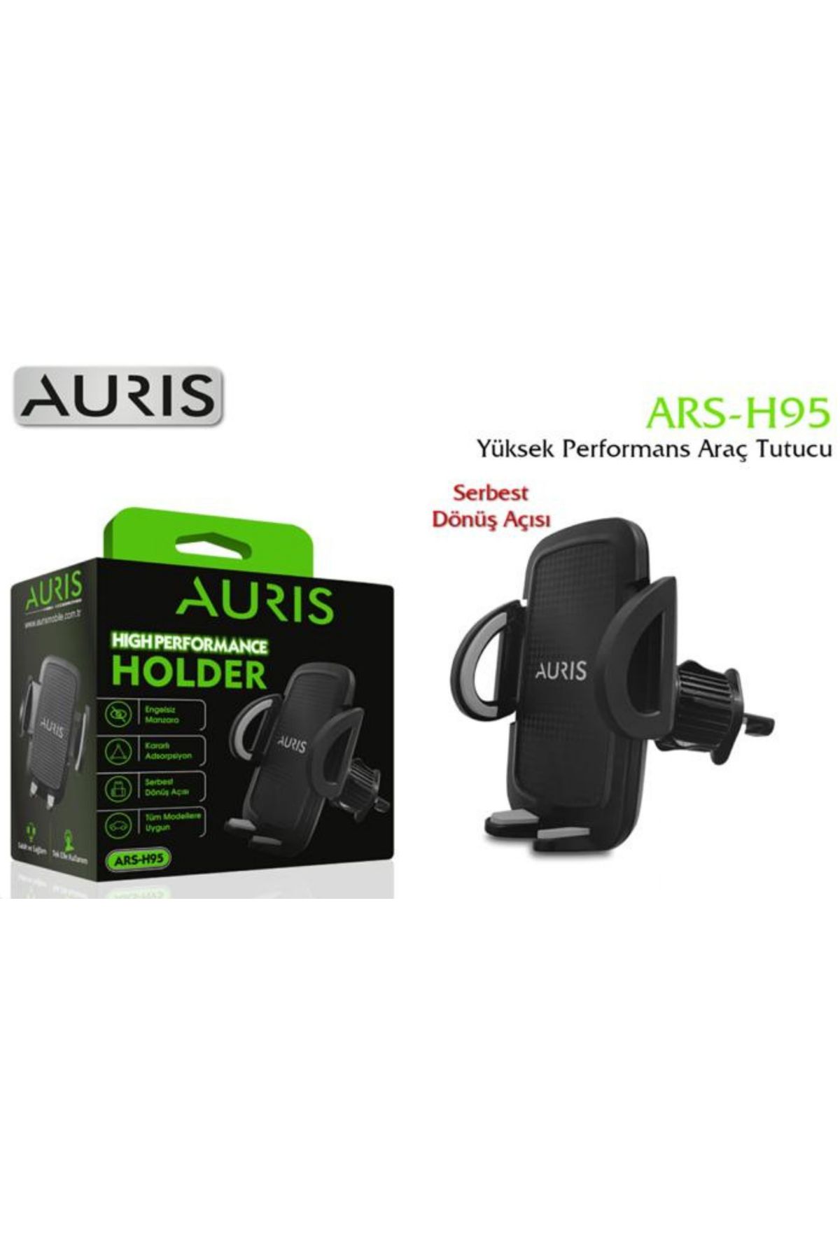 Auris HAVALANDIRMAYA SABİTLENEN YANLARDAN VE ALTAN TUTUŞLU KUCAK ŞEKLİNDE ARAÇ İÇİ TELEFON TUTUCU