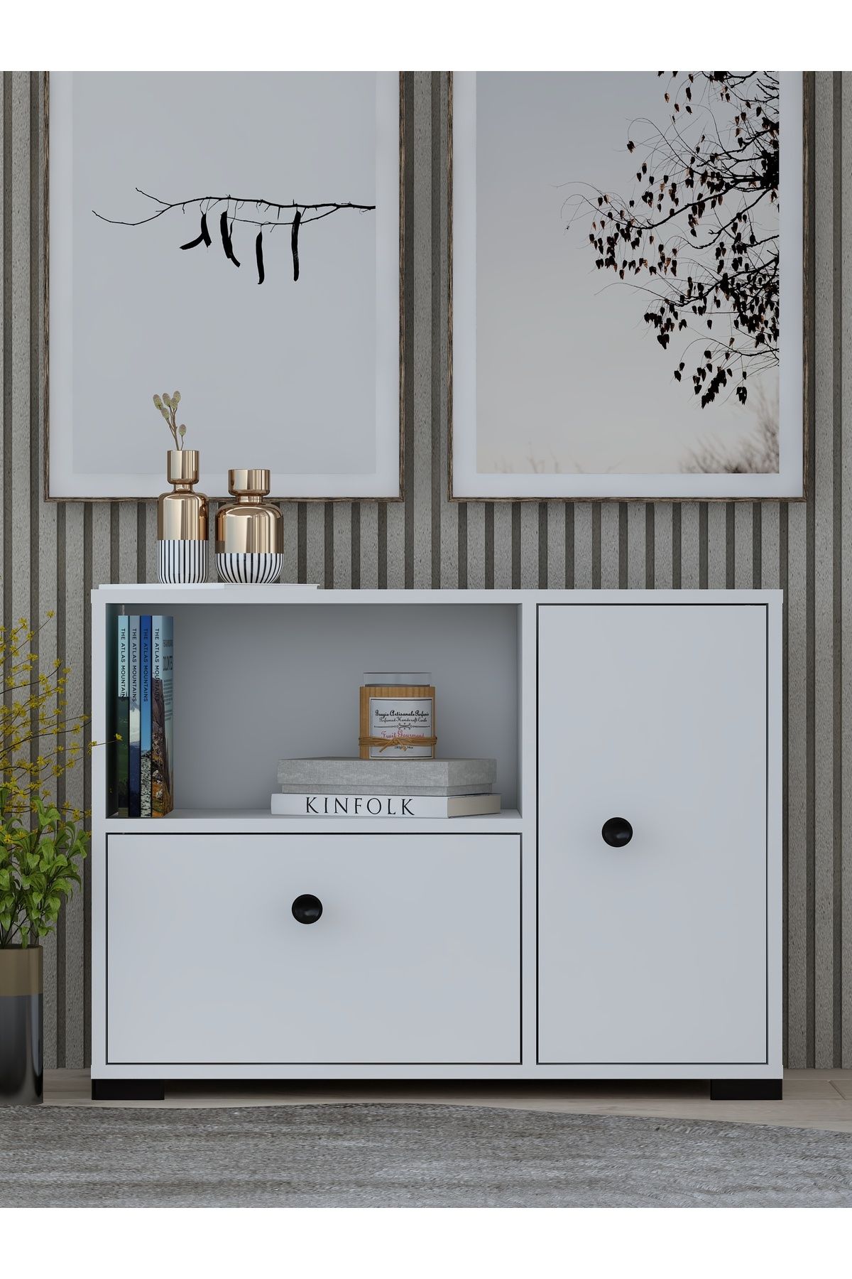 cantek dizayn AVONACT (B) RAFLI, 2 KAPAKLI KİTAPLIK BEYAZ