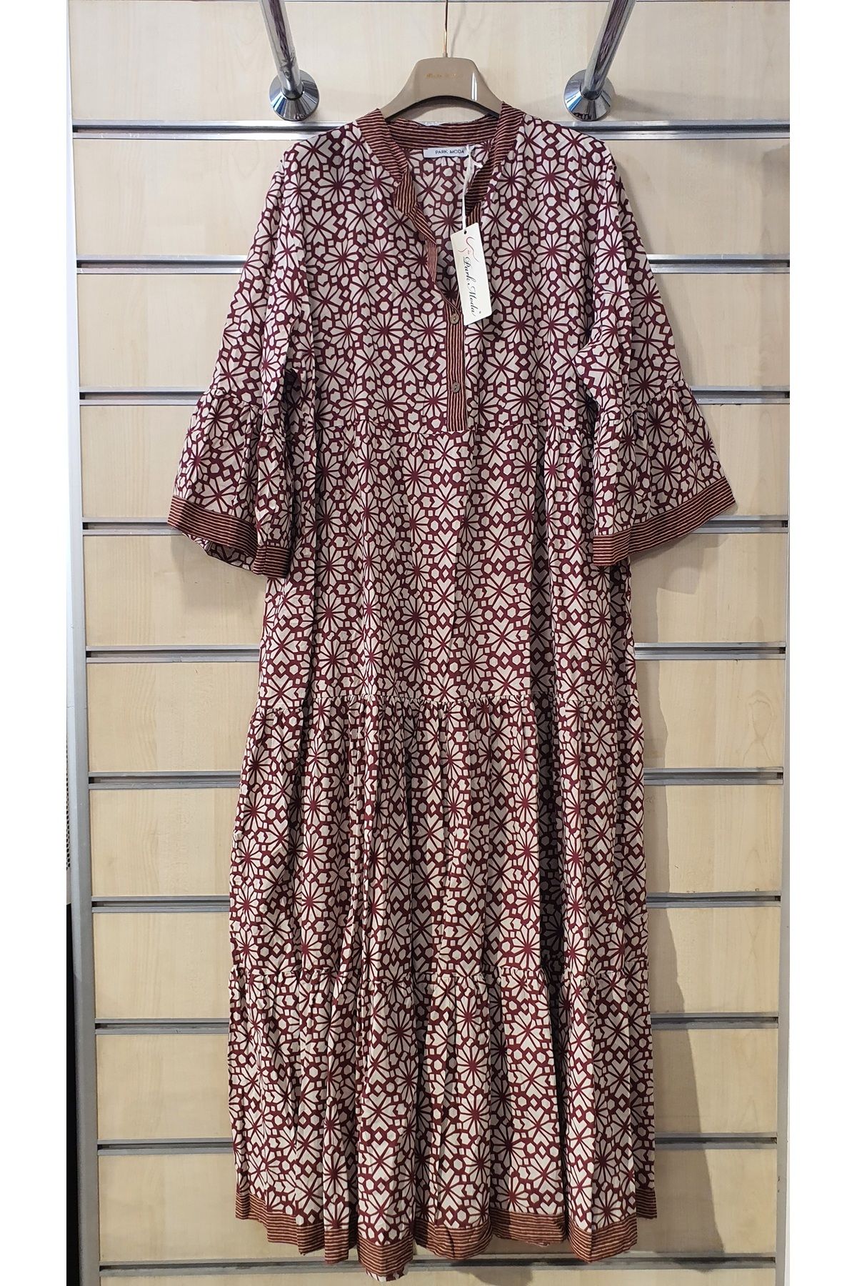 Park Moda DESEN GARNİLİ UZUN PAMUK ELBİSE