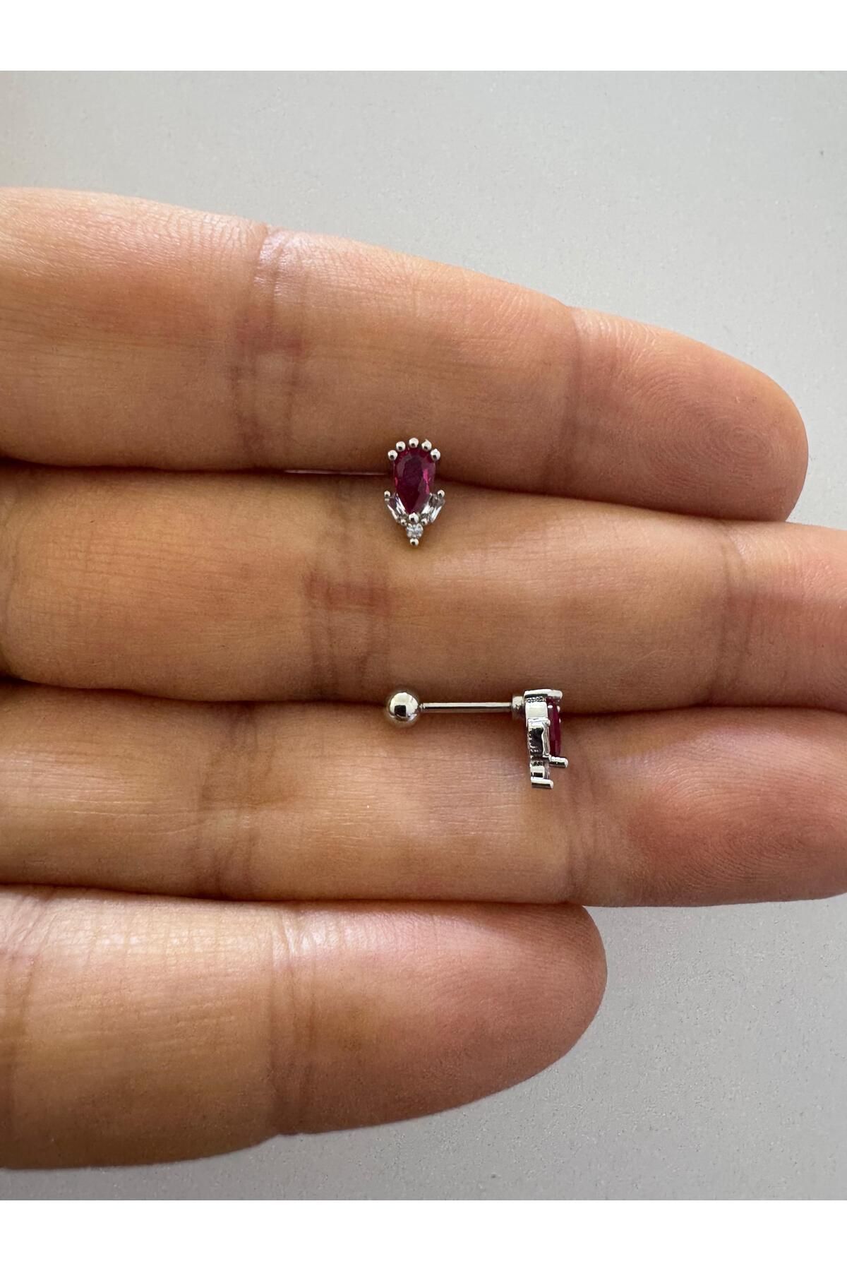 Arescollection 1 adet zirkon taşlı helix tragus lobe uyumlu piercing küpe