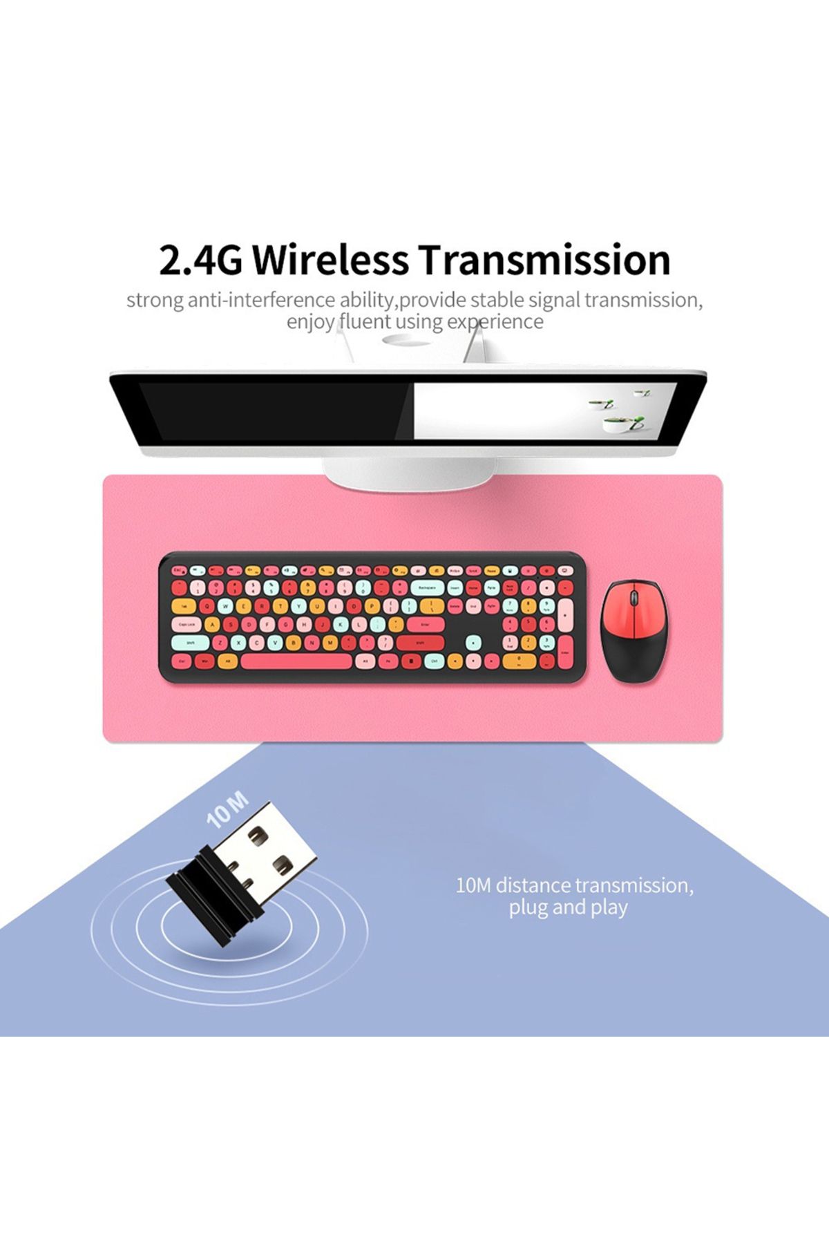 Choice-English Green Mofii Wireless Keyboard And Mouse Combo Slim Compact 2.4g Usb Full Size Wireless Mouse 4