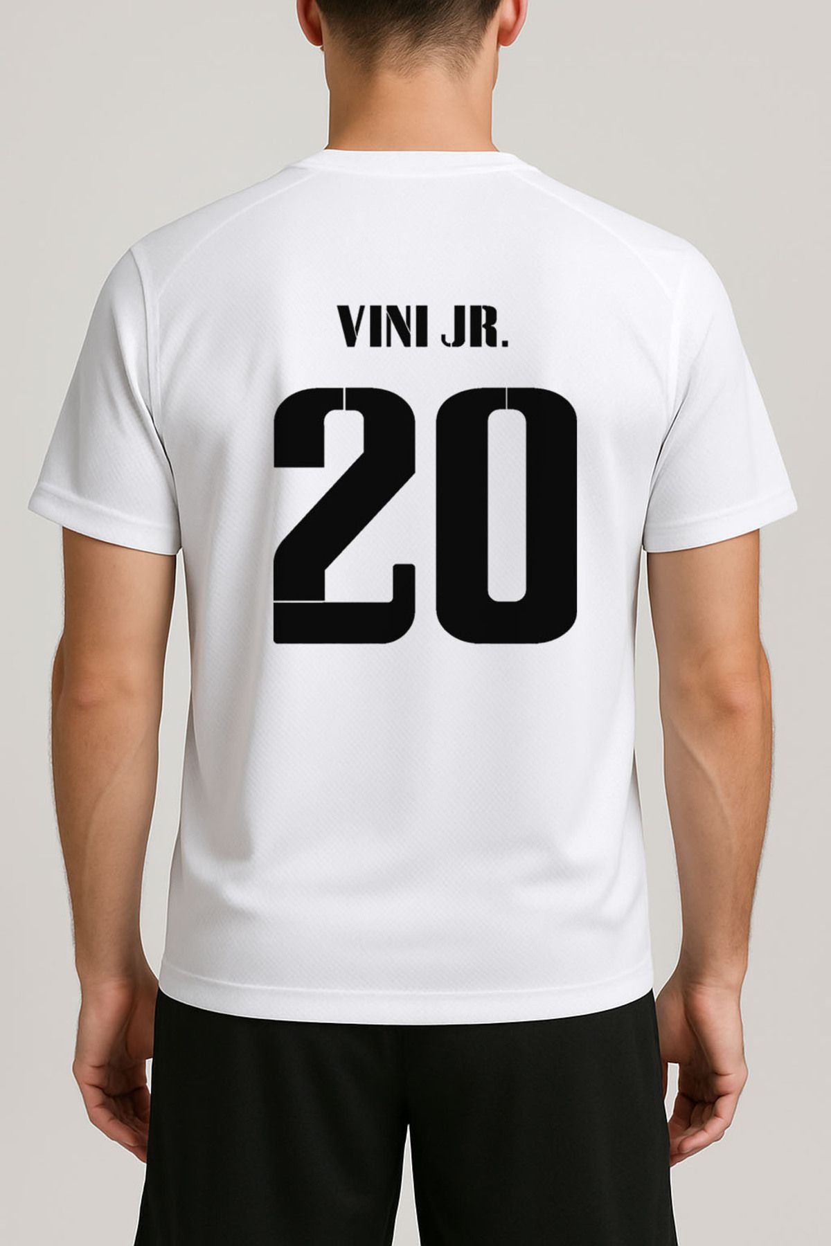 Darkia Futbolcu Vinícius Júnior Baskılı Forma Kumaş Bisiklet Yaka Yetişkin Tişört T-shirt