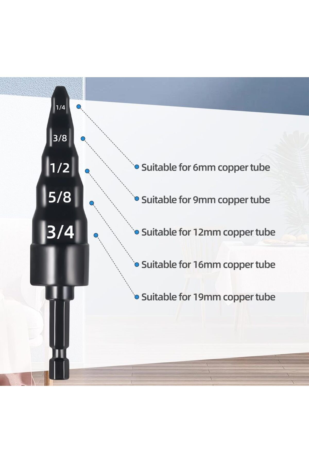 Choice-Swaging Tool 5 in 1 Air Conditioner Copper Pipe Expander Swaging Drill Bit Set with Hex Shank, wi... 2