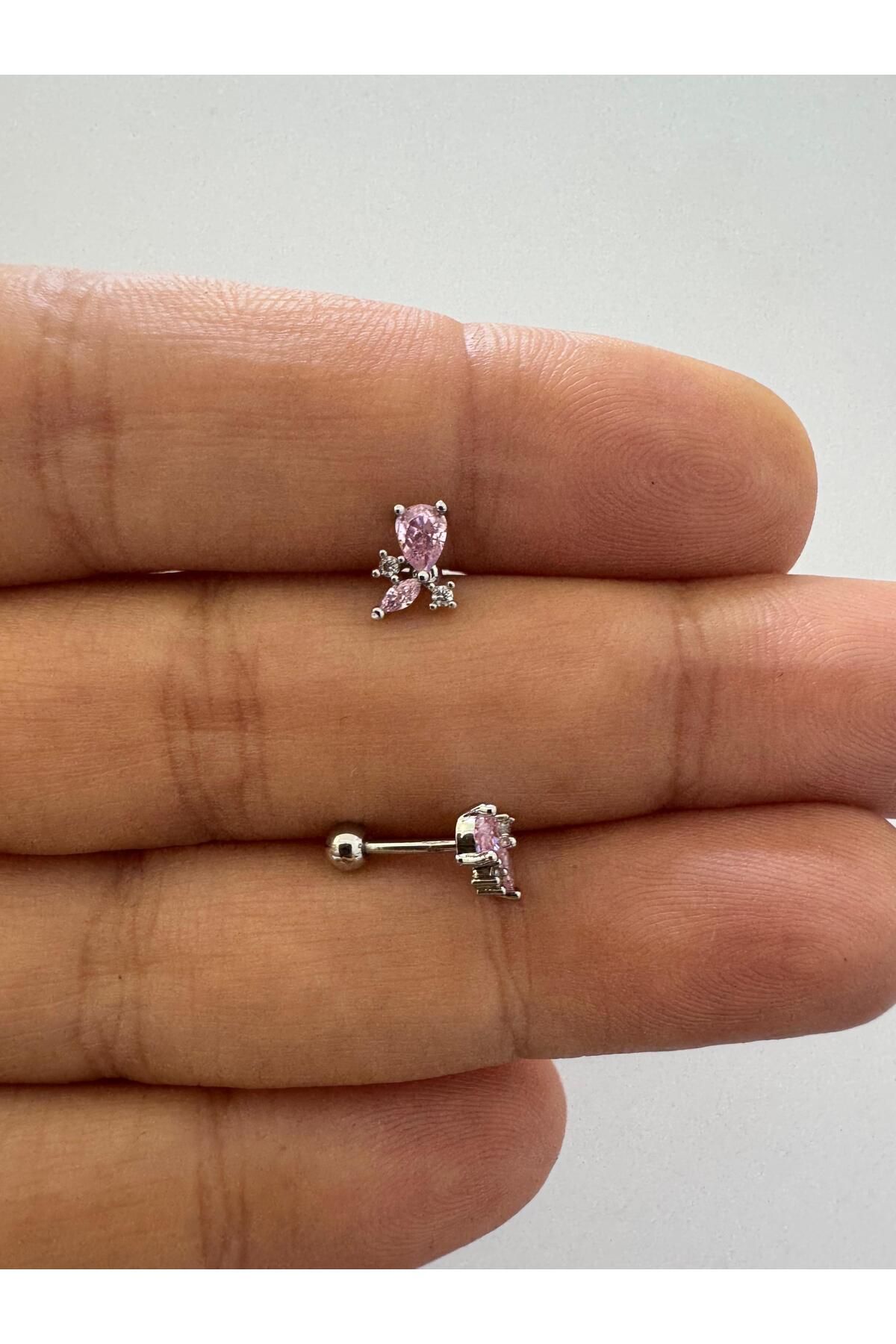 Arescollection 1 adet zirkon taşlı helix tragus lobe uyumlu piercing küpe