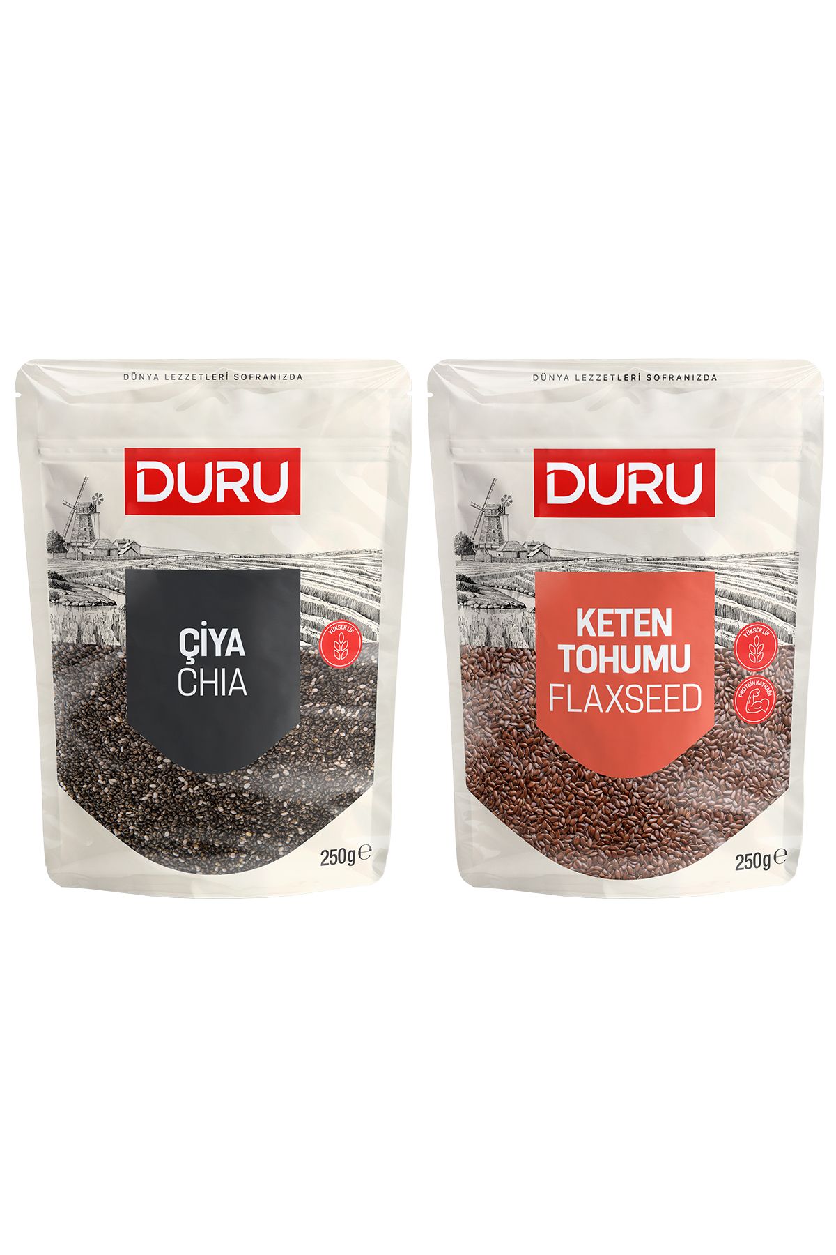 Duru Bulgur KETEN TOHUMU 250gr + CİYA TOHUMU 250gr