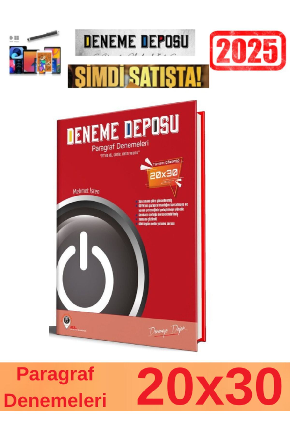Acil Yayınları Deneme Deposu Güncel TYT Paragraf Konu Denemeleri (20x30)+Android Kalem