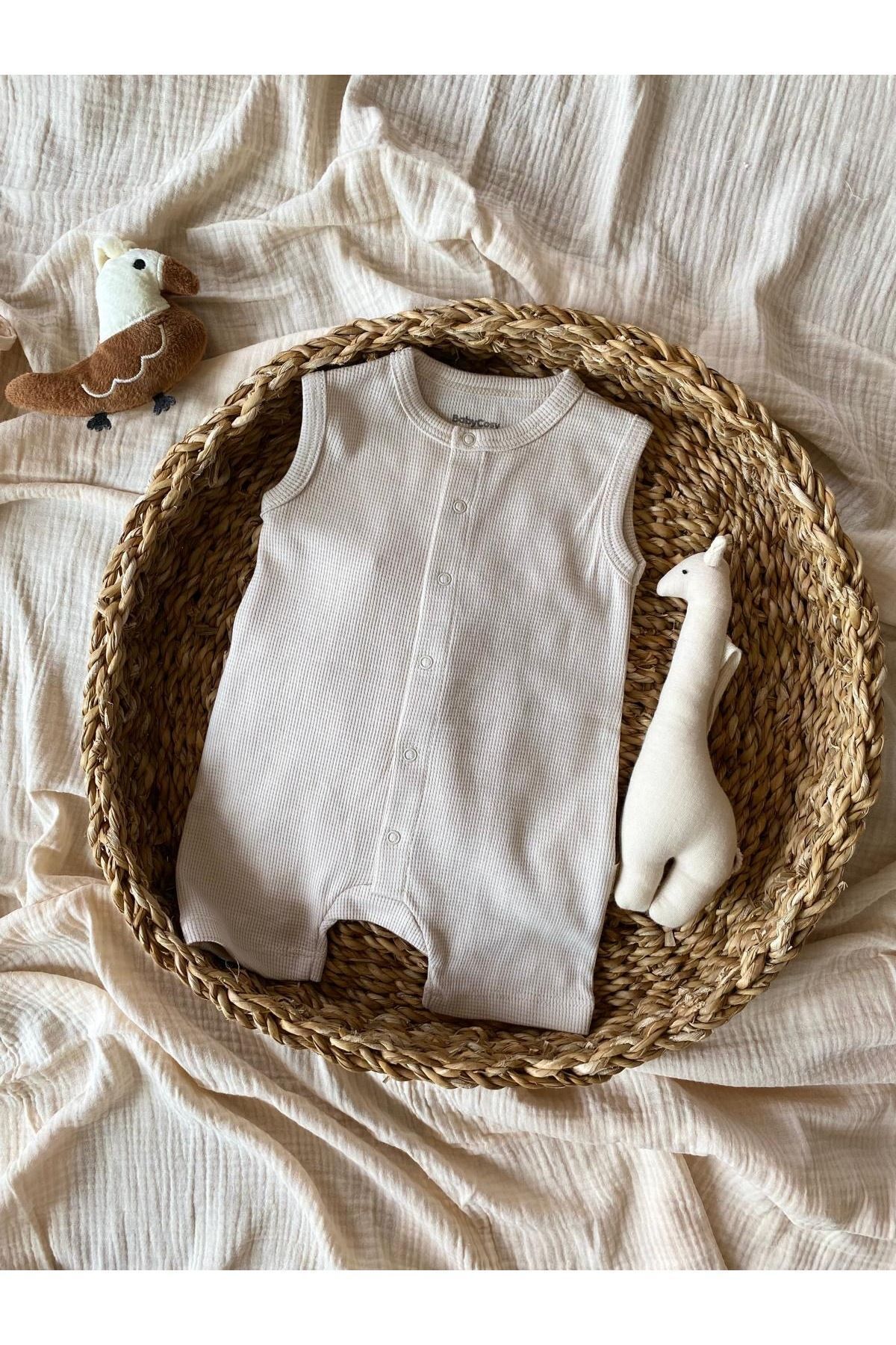 BabyCosy-100% Organic Cotton Waffle Baby Rompers 2