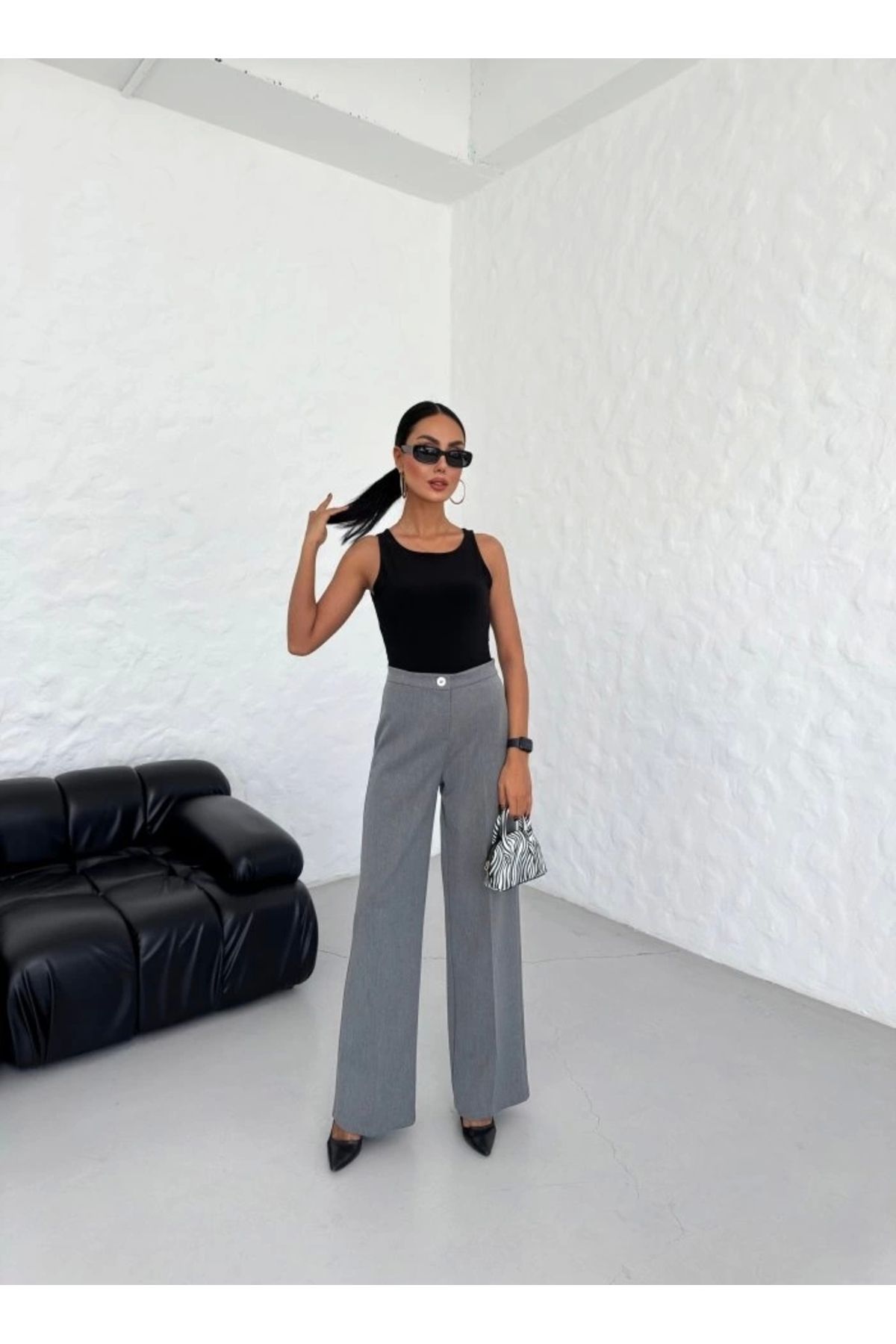 Butik Yüksek Bel Straight Fit Palazzo Pantolon