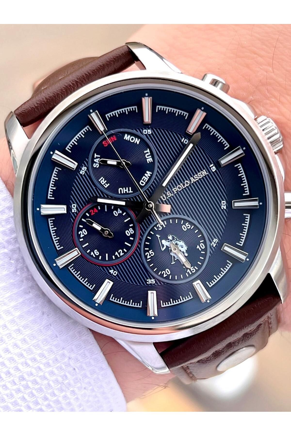 U.S. Polo Assn. U.S.Polo Assn Deri Kordon İç Fonksiyonları Aktif 5 Atm Suya Dayanıklı Erkek Kol Saati USPA.FS1016.02