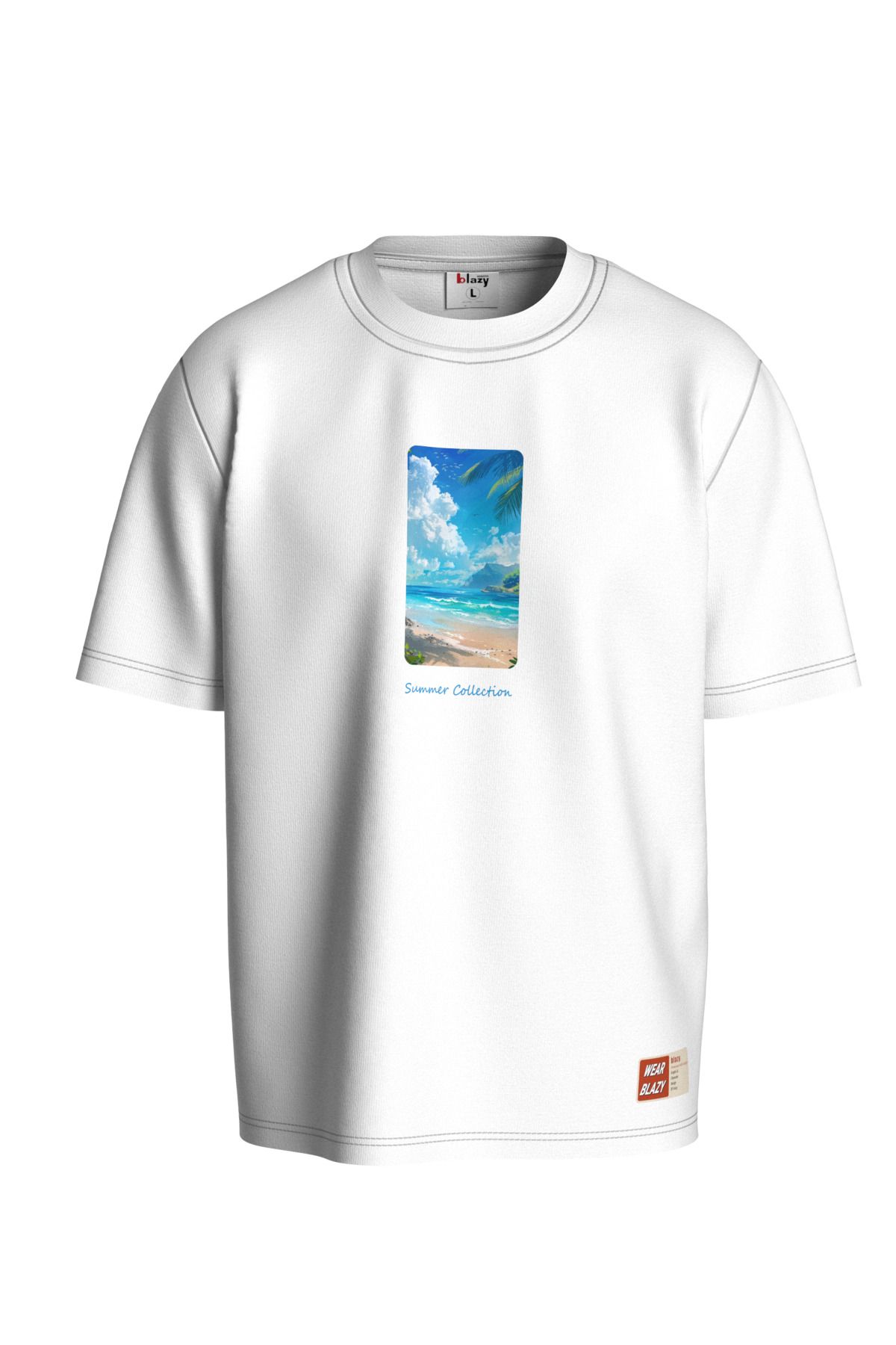 BLAZY SUMMER COLLECTİON BASKILI OVERSİZE T-SHIRT