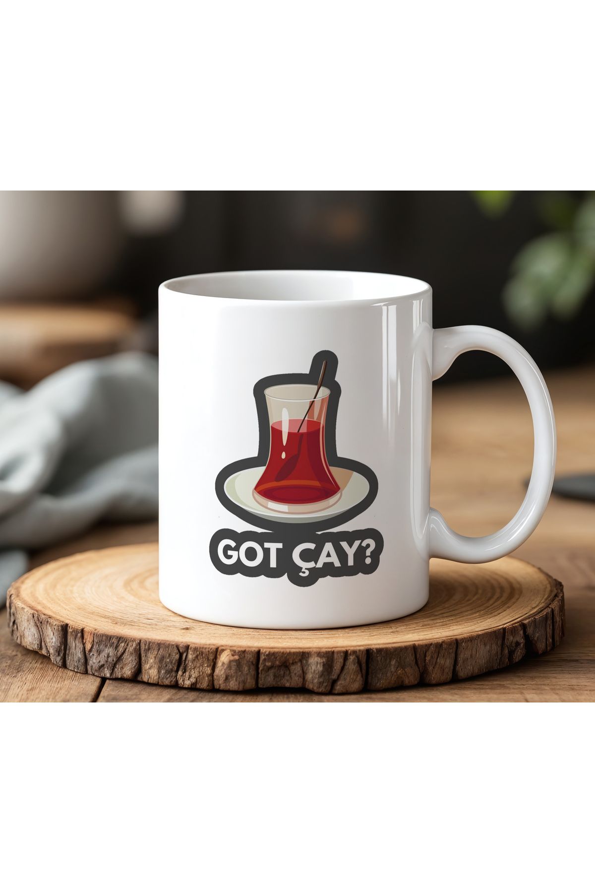 BB TRADE Got Çay ? Tasarımlı Beyaz Seramik Baskılı Kupa Bardak 330ml