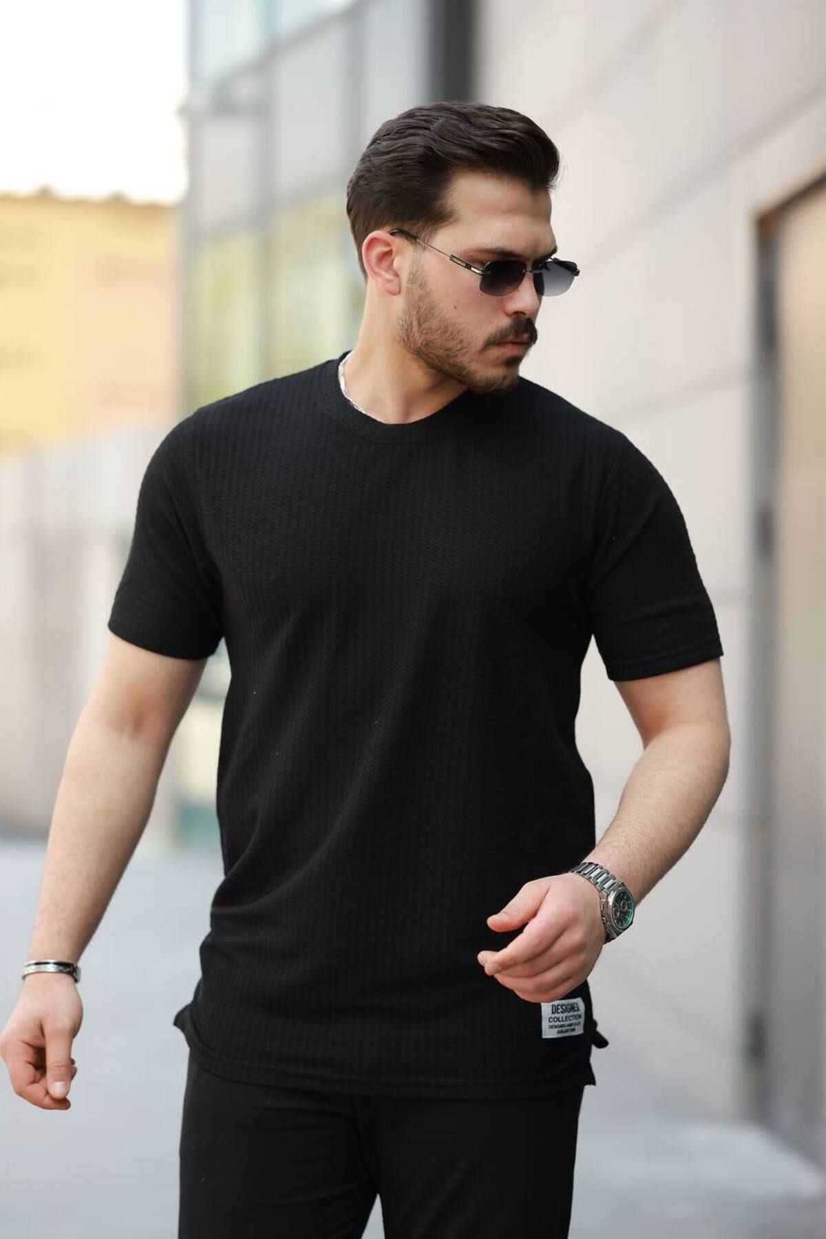 ROBERTO BORNOVA Pamuklu Desenli Bisiklet Yaka Tshirt