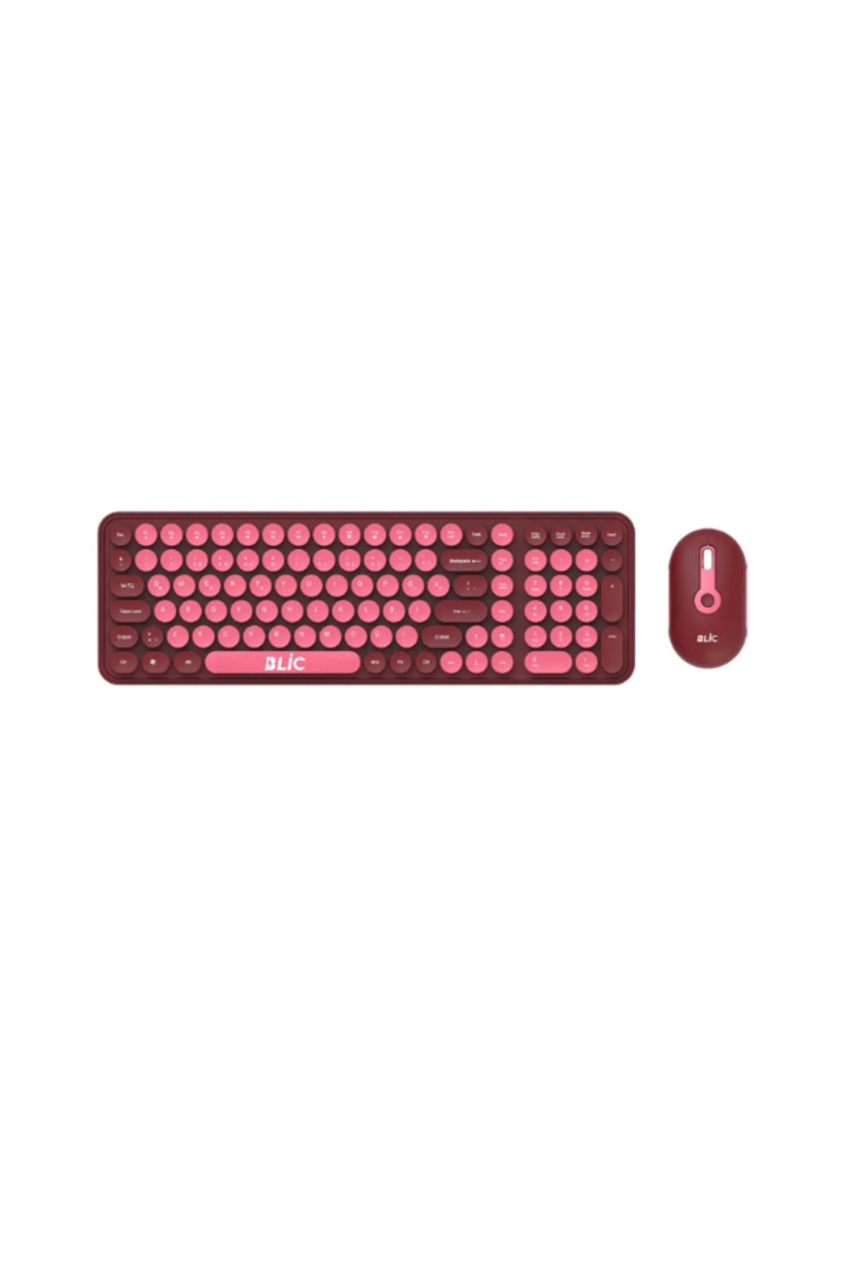 Hietech Ev Ofis İş Yeri Kablosuz Klavye Mouse Seti Pembe 2.4 GHz BKB6