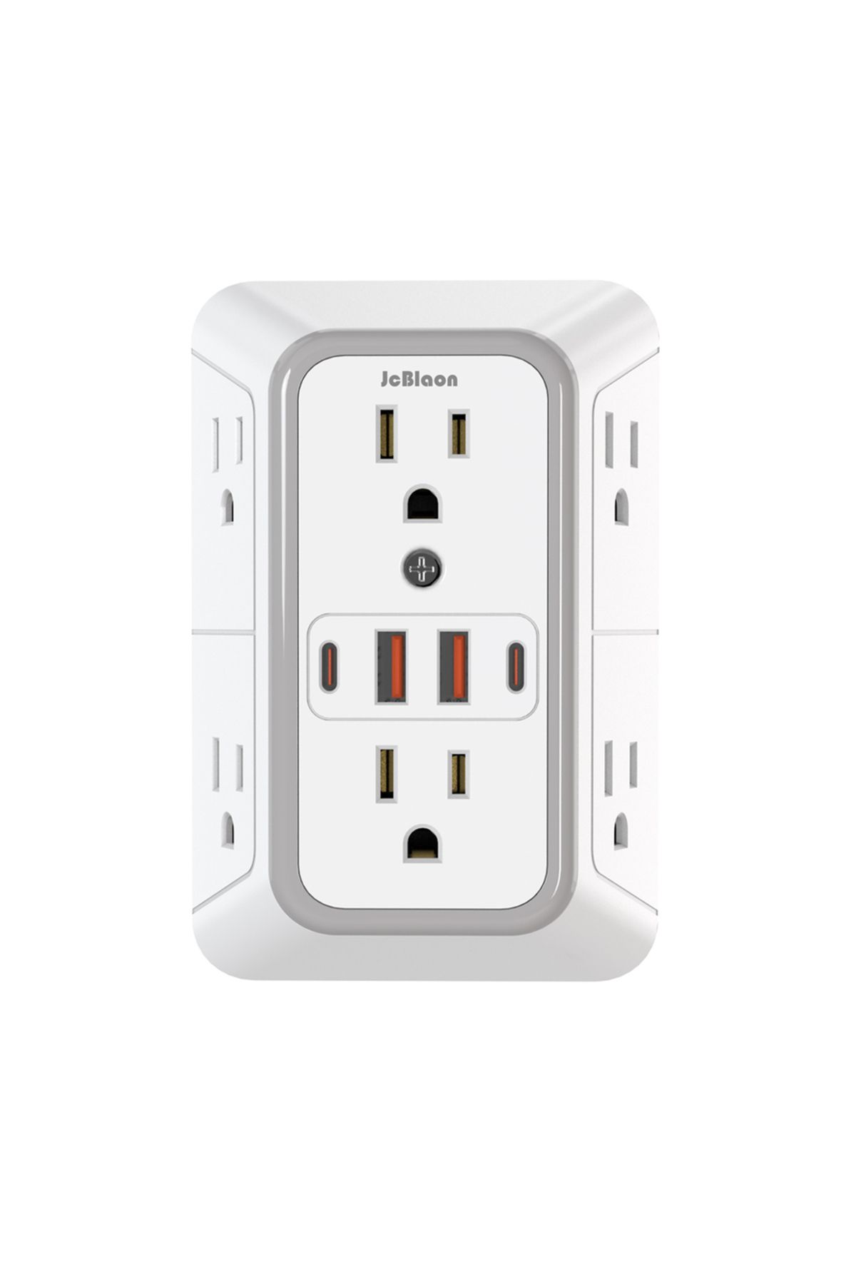 JcBlaon-100-240v Us 6 10-in-1 3-sided Power Strip Multi Plug Adapter Wall Socket Us Plug With 6 Ac Outlets 4 1